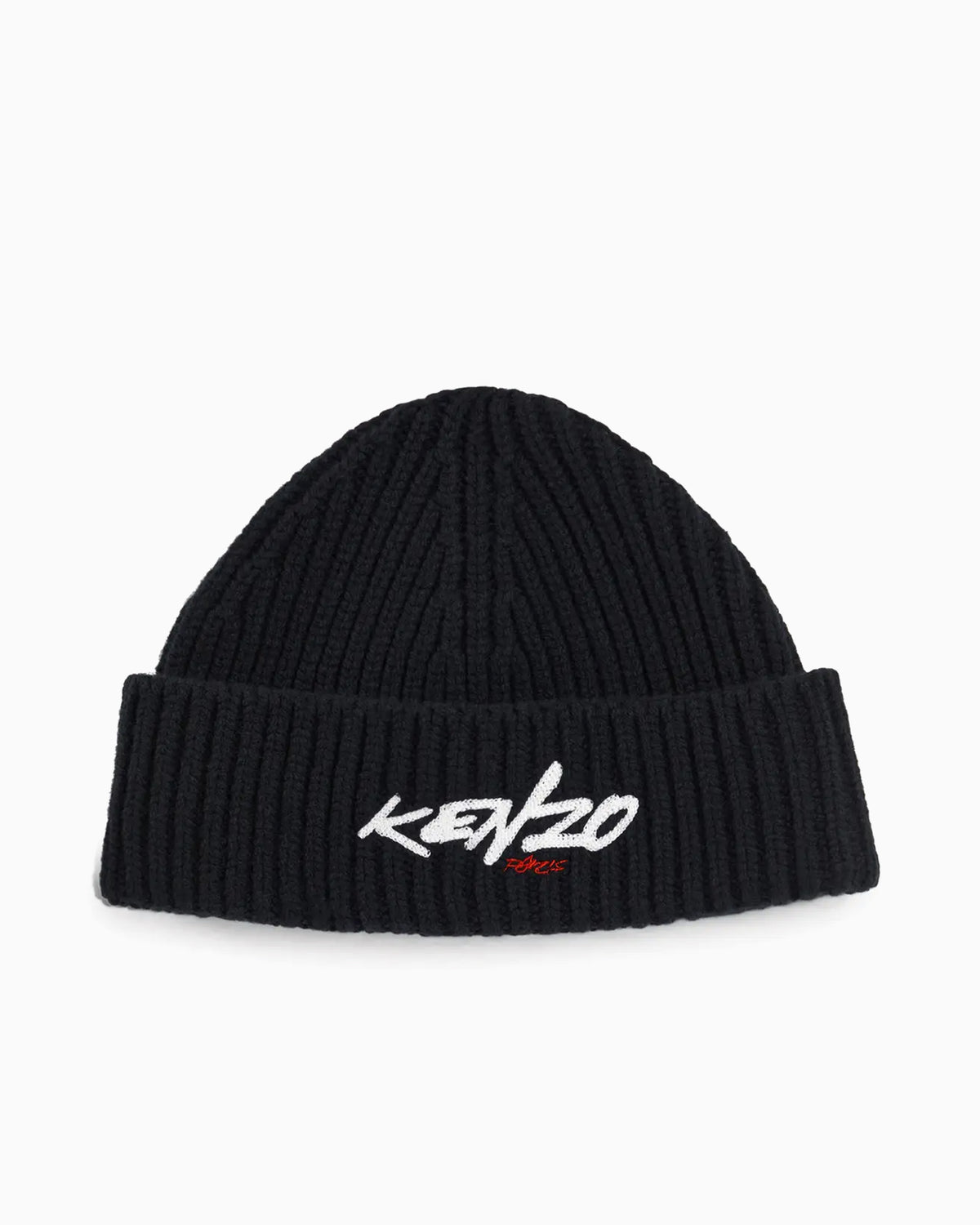Kenzo Tiger head Black Beanie with Blue Stripe
