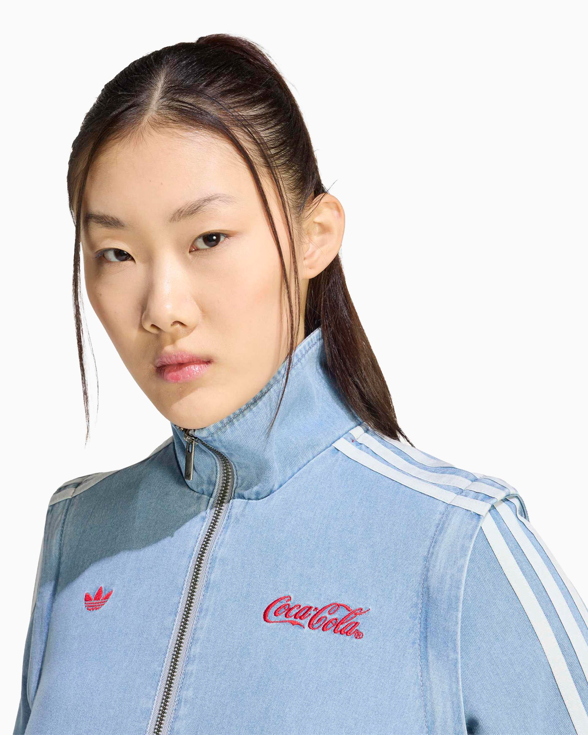 Jackets Coats adidas Originals x Coca-Cola Firebird Denim Logo Detachable Slim Women's Track Jacket - KY7548