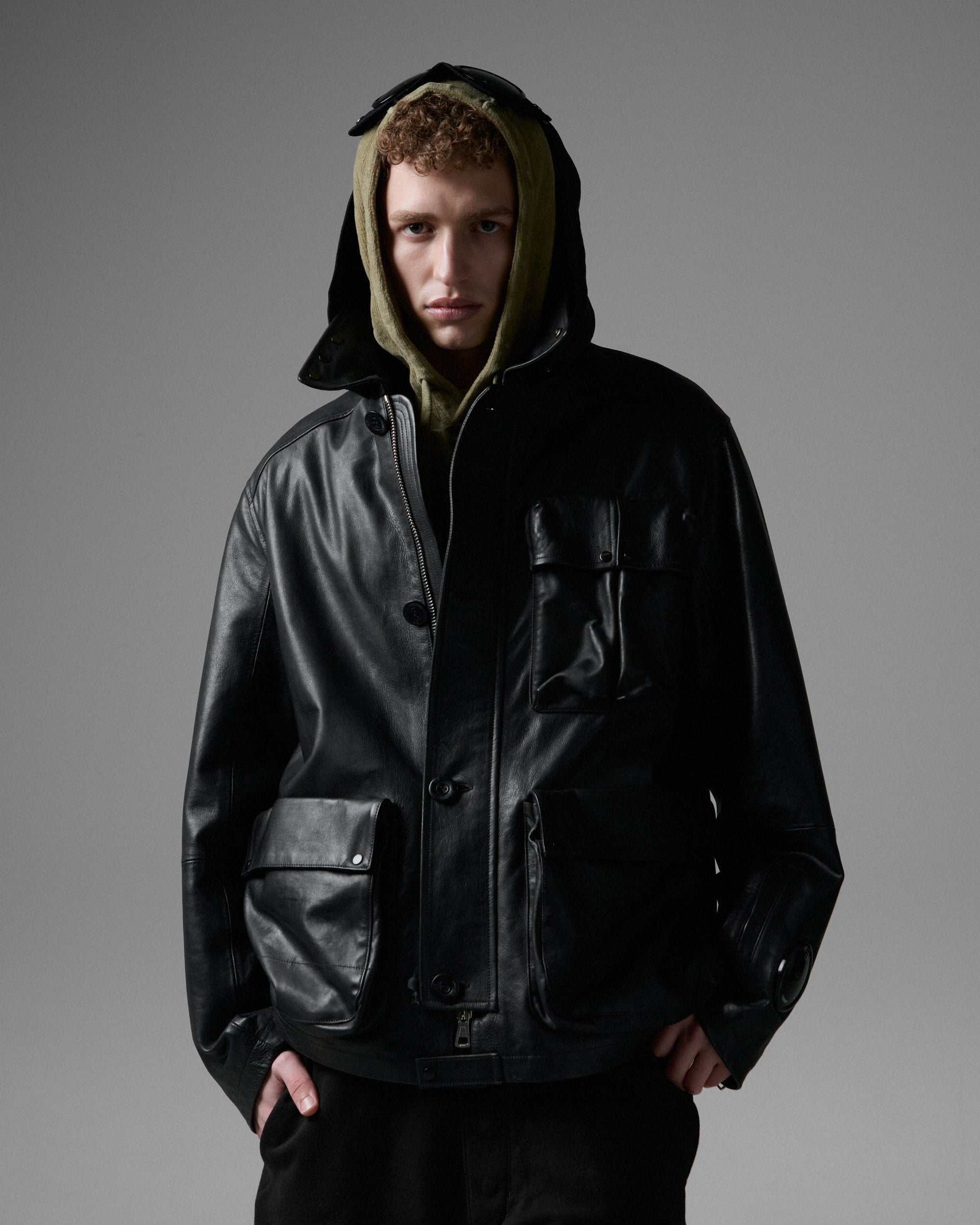 Jackets Coats CP Company Mille Men's Leather Jacket - 19CMOW296A110457L-999
