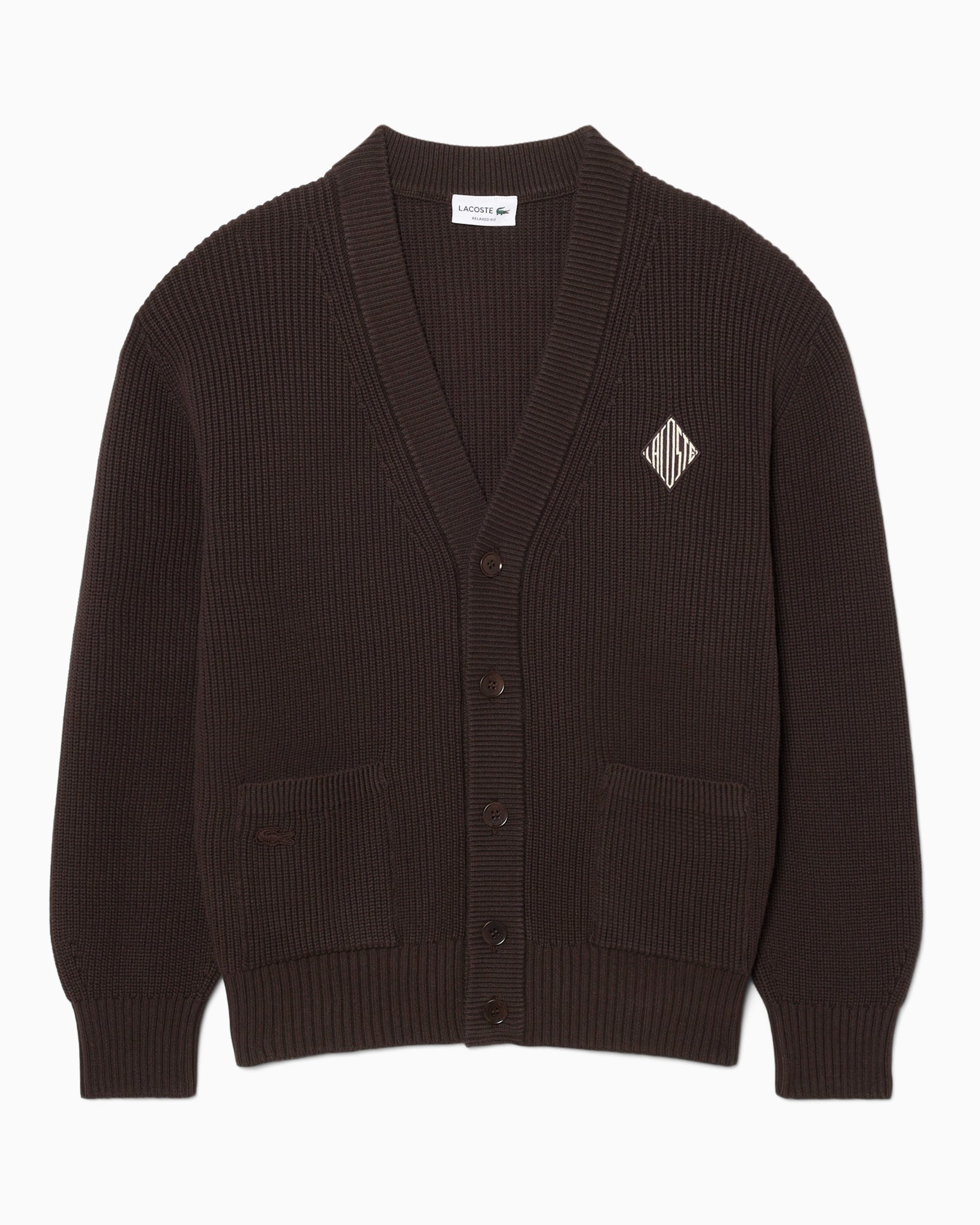 美品 XLサイズ LACOSTE 近年モデル ニットアンコンジャケット ロゴ刺繍 Lacoste Retro Logo Relaxed Men's Cardigan