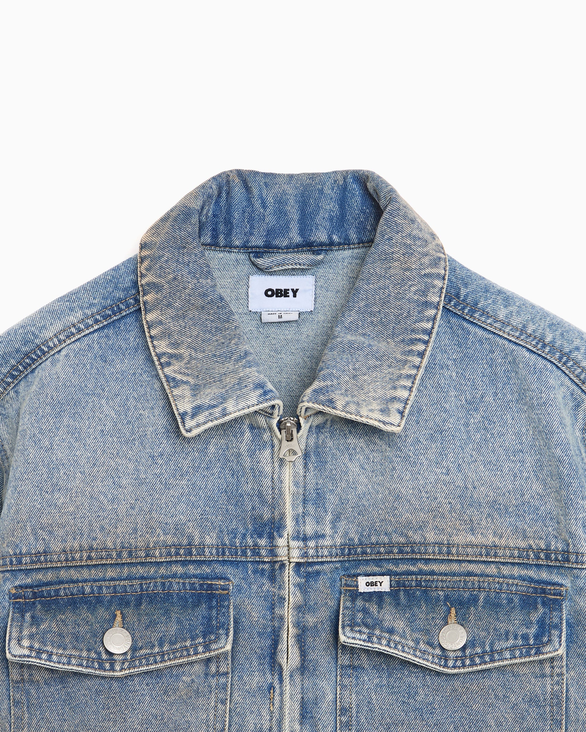 Jackets Coats OBEY Clothing Base Trucker Men's Denim Jacket - 121800615-HVLI