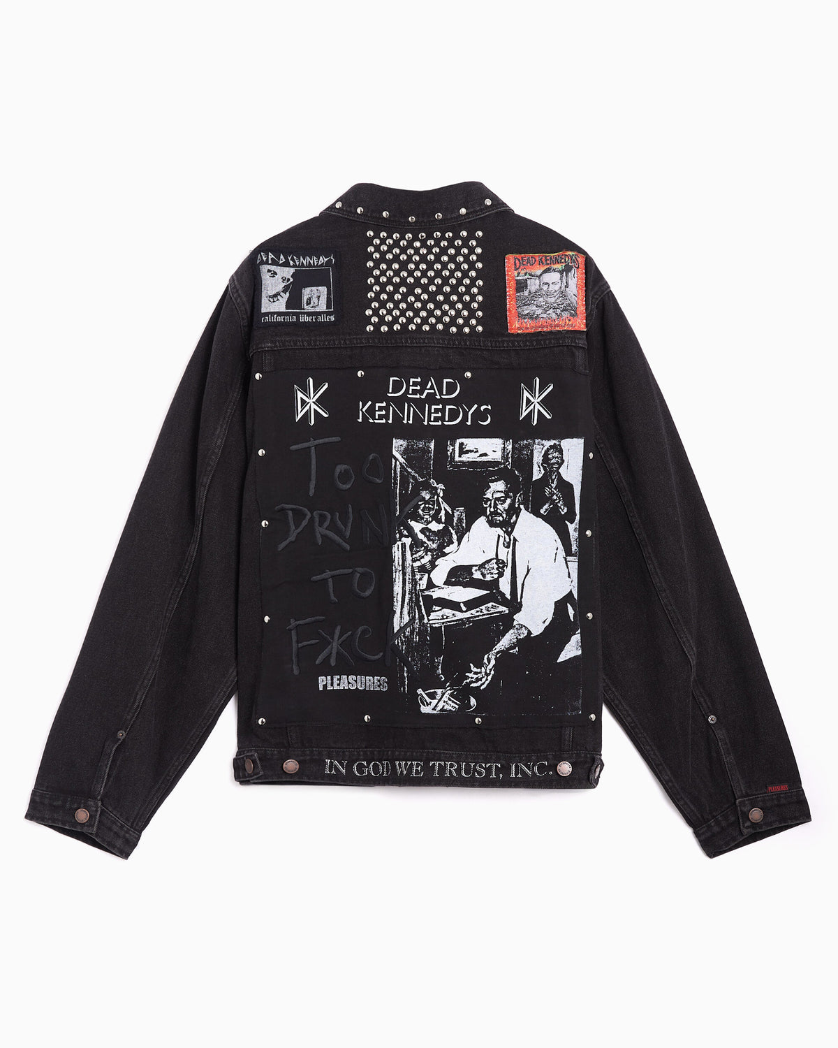 Jackets Coats Pleasures x Dead Kennedys DIY Trucker with Patches Men's Denim Jacket - P26F040-BLACK
