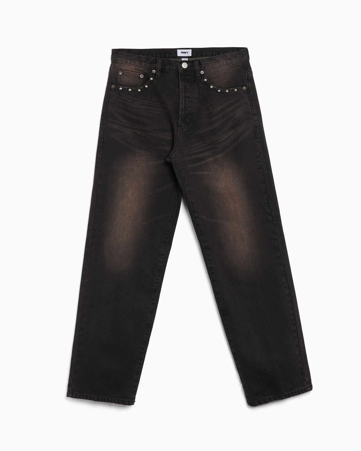 Jeans OBEY Clothing Studded Boxcar Straight Men's Baggy Jeans - 142010121-BRU