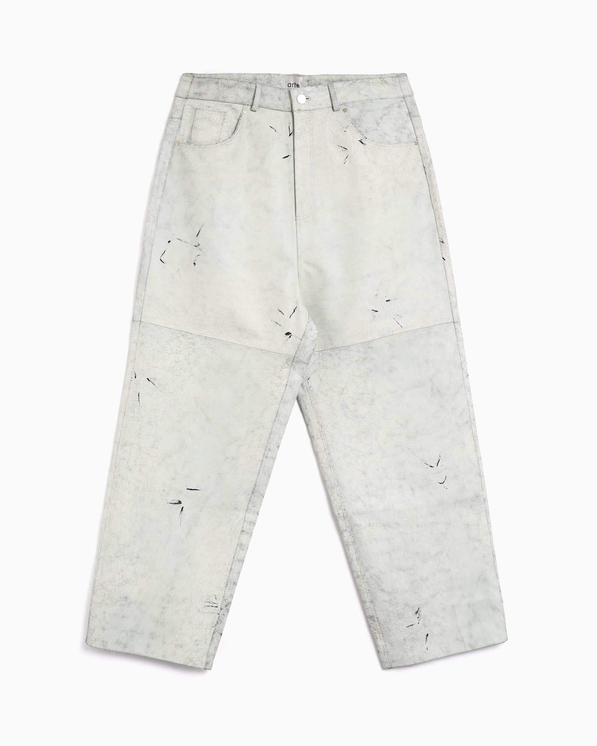 Pants Arte Antwerp Cracked Leather Men's Baggy Pants - AW25-118P.1-White