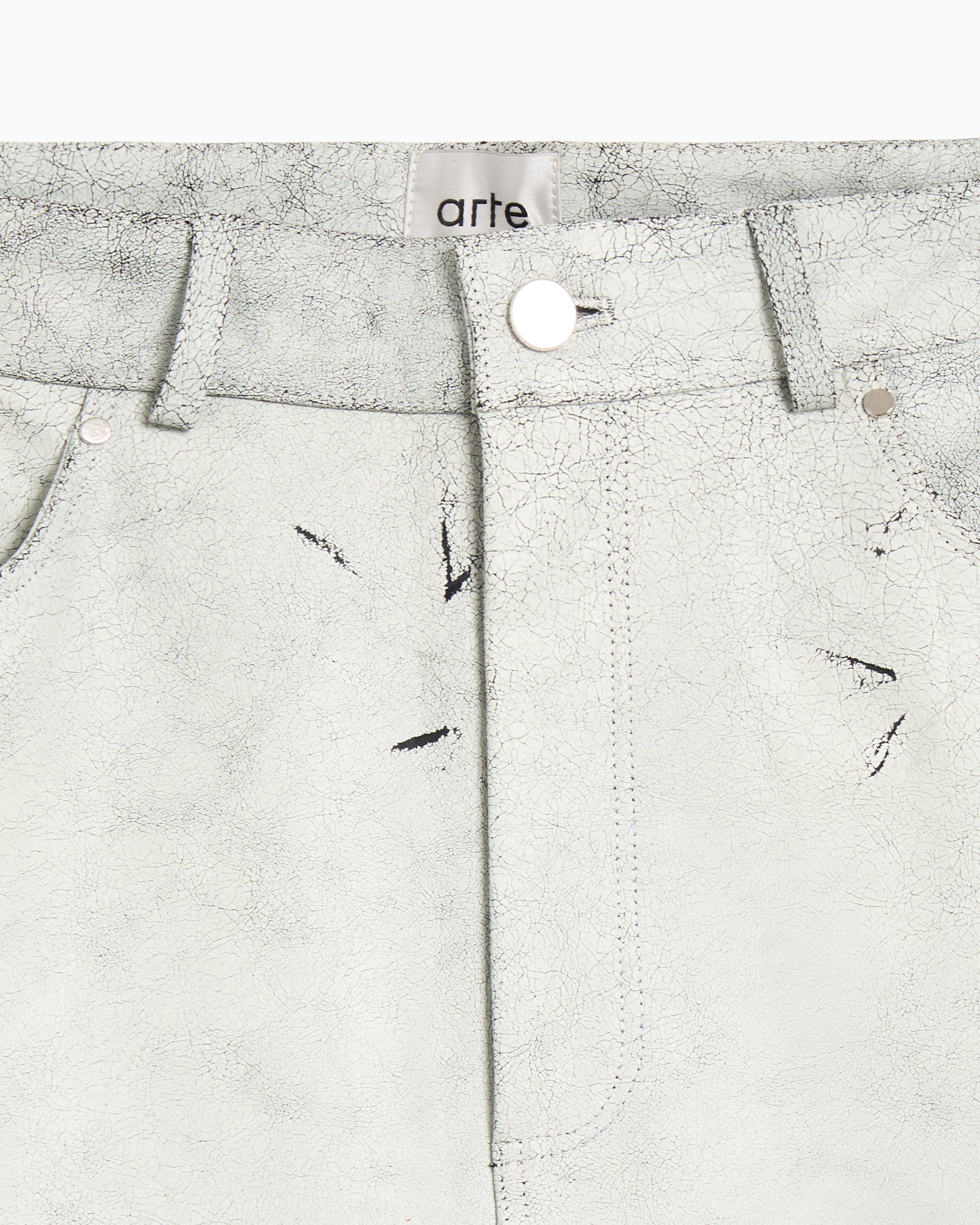 Pants Arte Antwerp Cracked Leather Men's Baggy Pants - AW25-118P.1-White