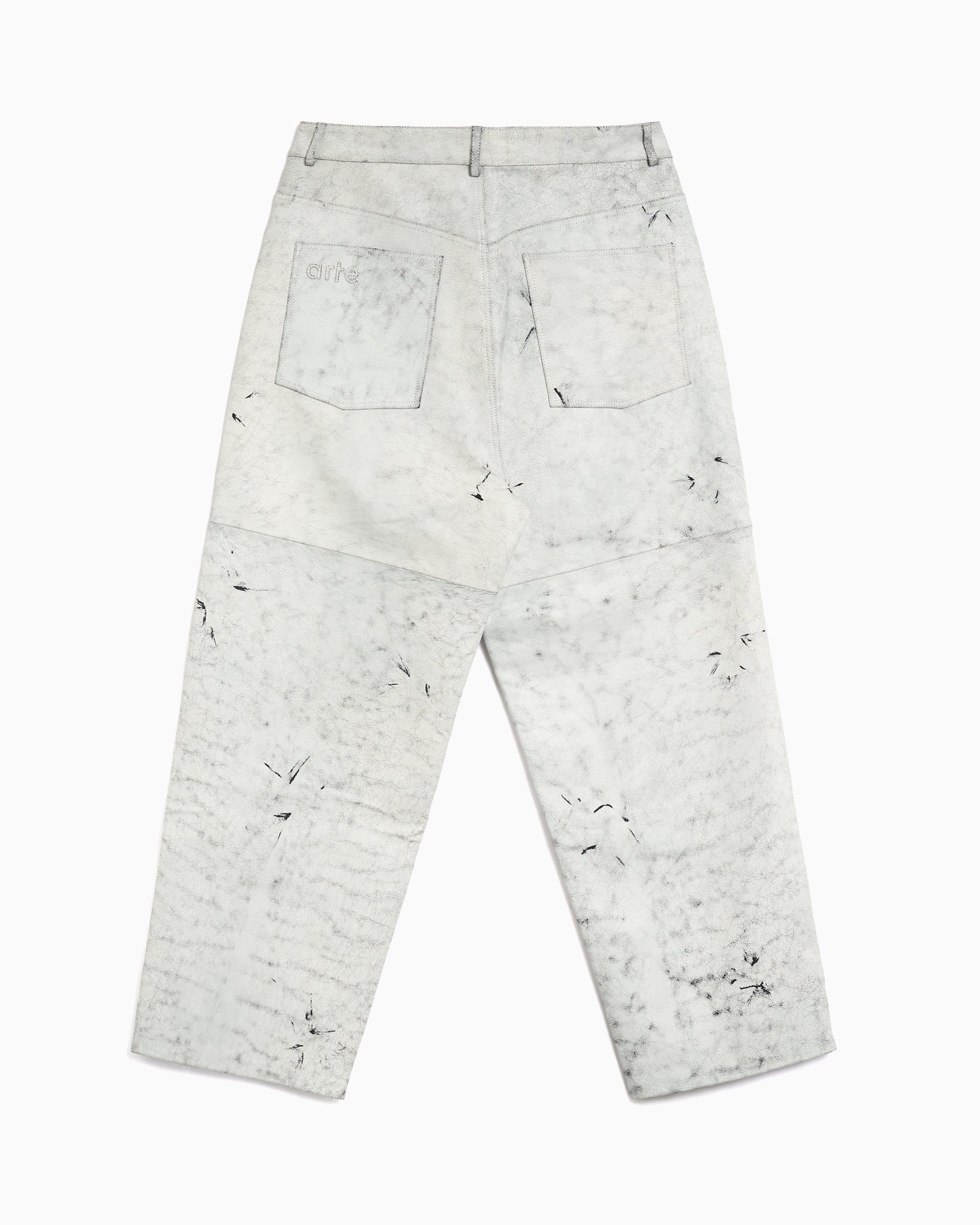 Pants Arte Antwerp Cracked Leather Men's Baggy Pants - AW25-118P.1-White