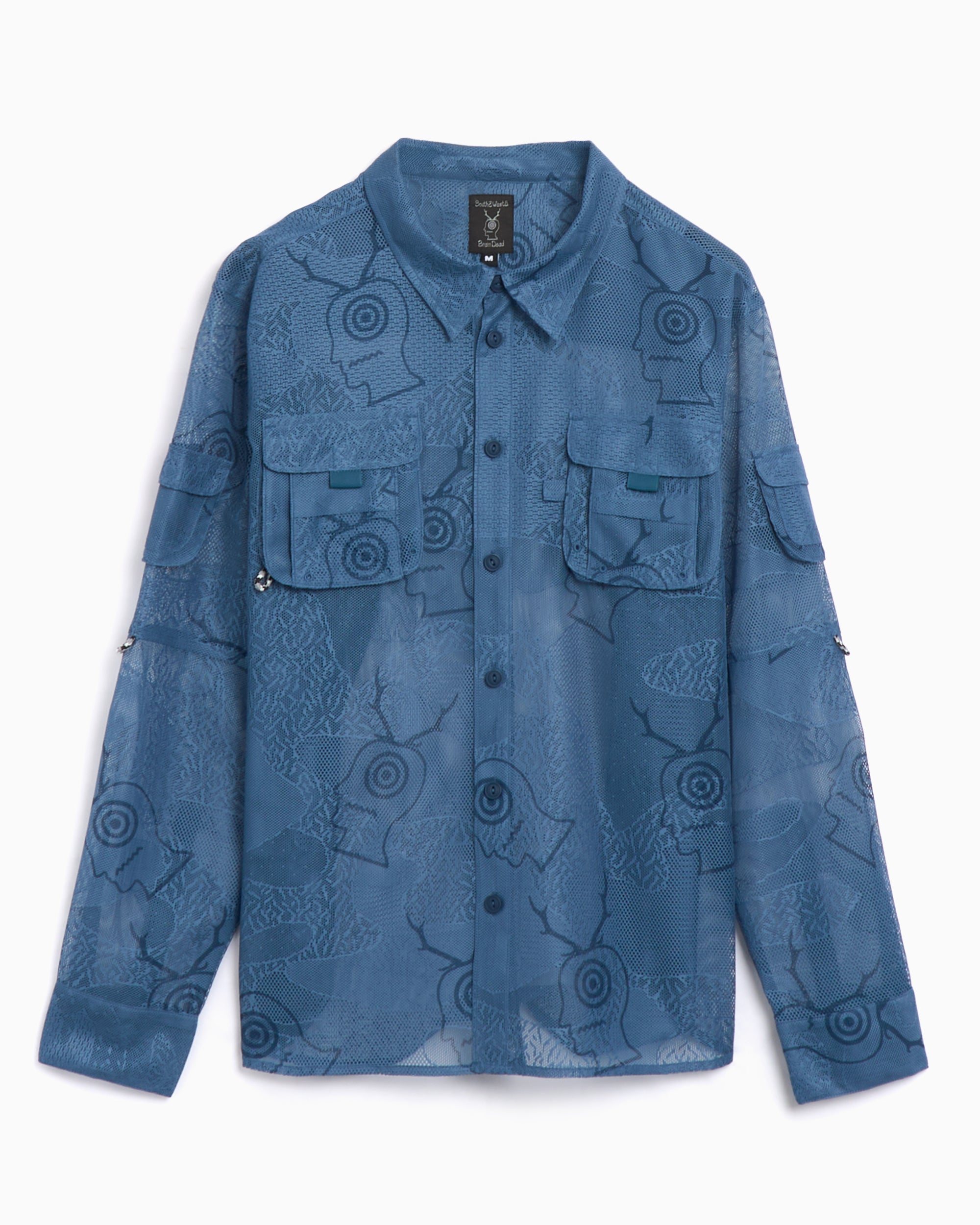 Brain Dead x South2 West8 Men's Engineered Mesh Fishing Shirt Relaxed