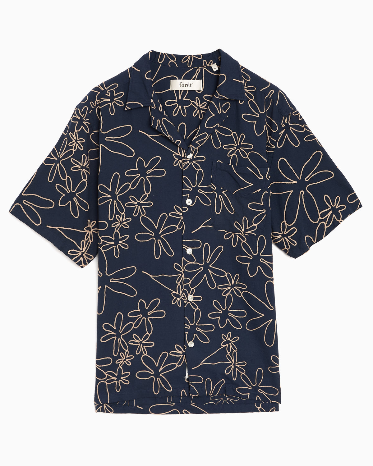 forét Flower Embroidered Short-Sleeved Men