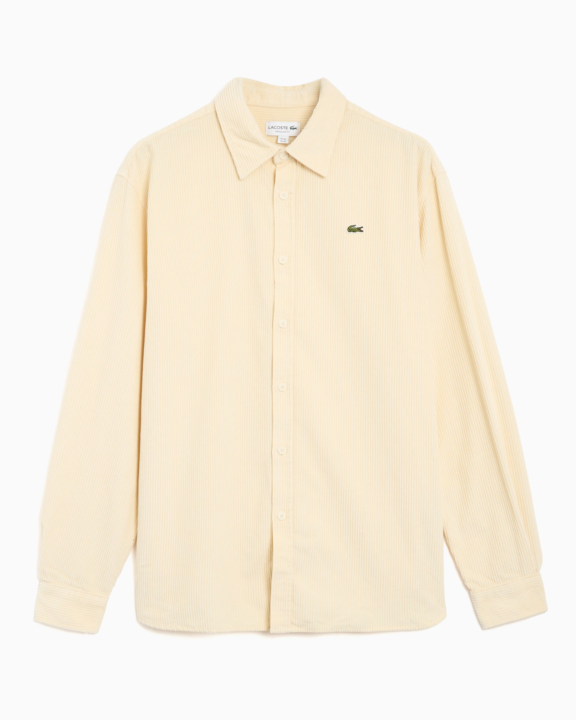 LACOSTE ベージュ ロゴプリント 長袖シャツ US 2XL Lacoste Logo Corduroy Men's Shirt