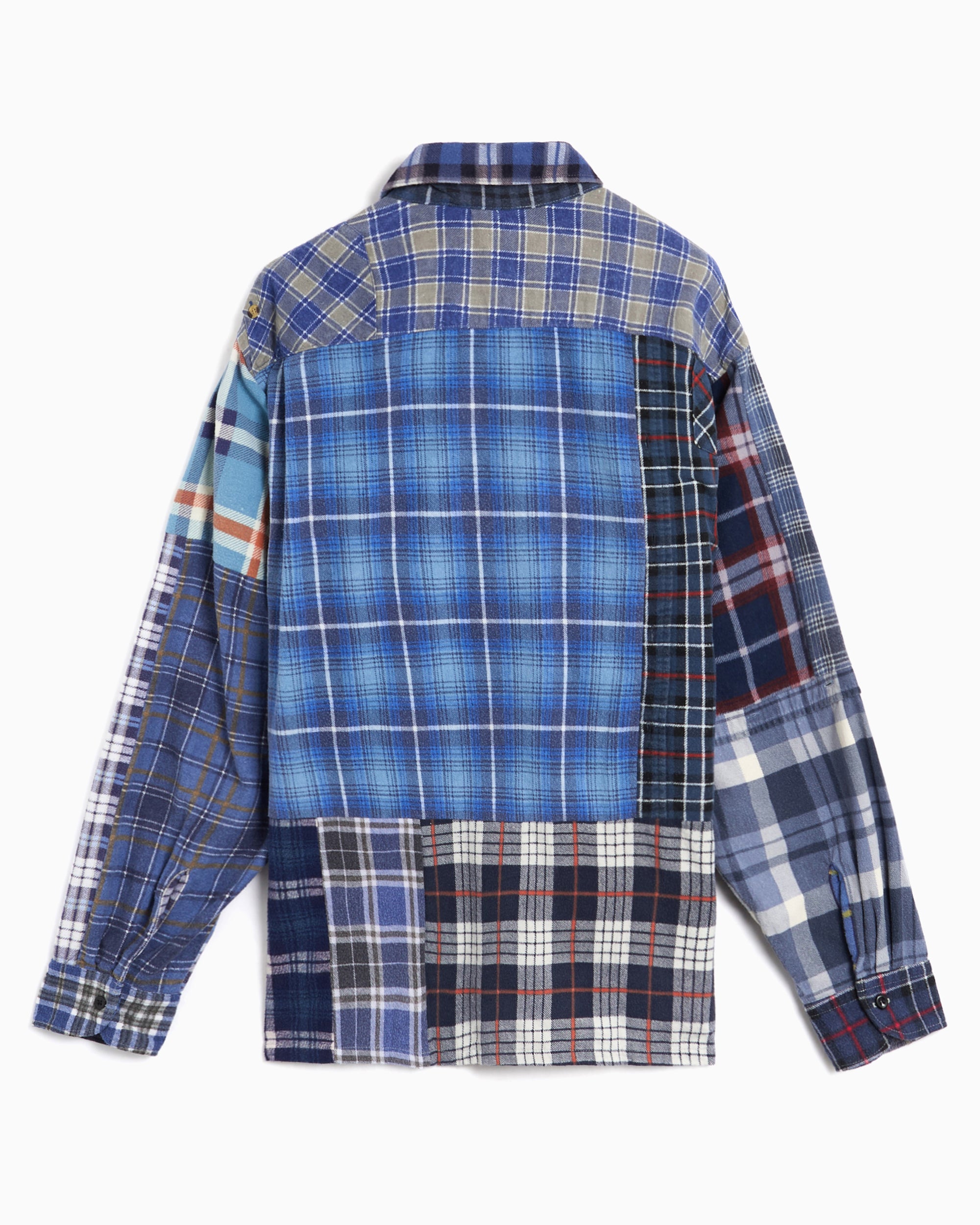 Shirts Needles 7 Cut Flannel Plaid Relaxed Unisex Overshirt - SX488-Assorted-XL