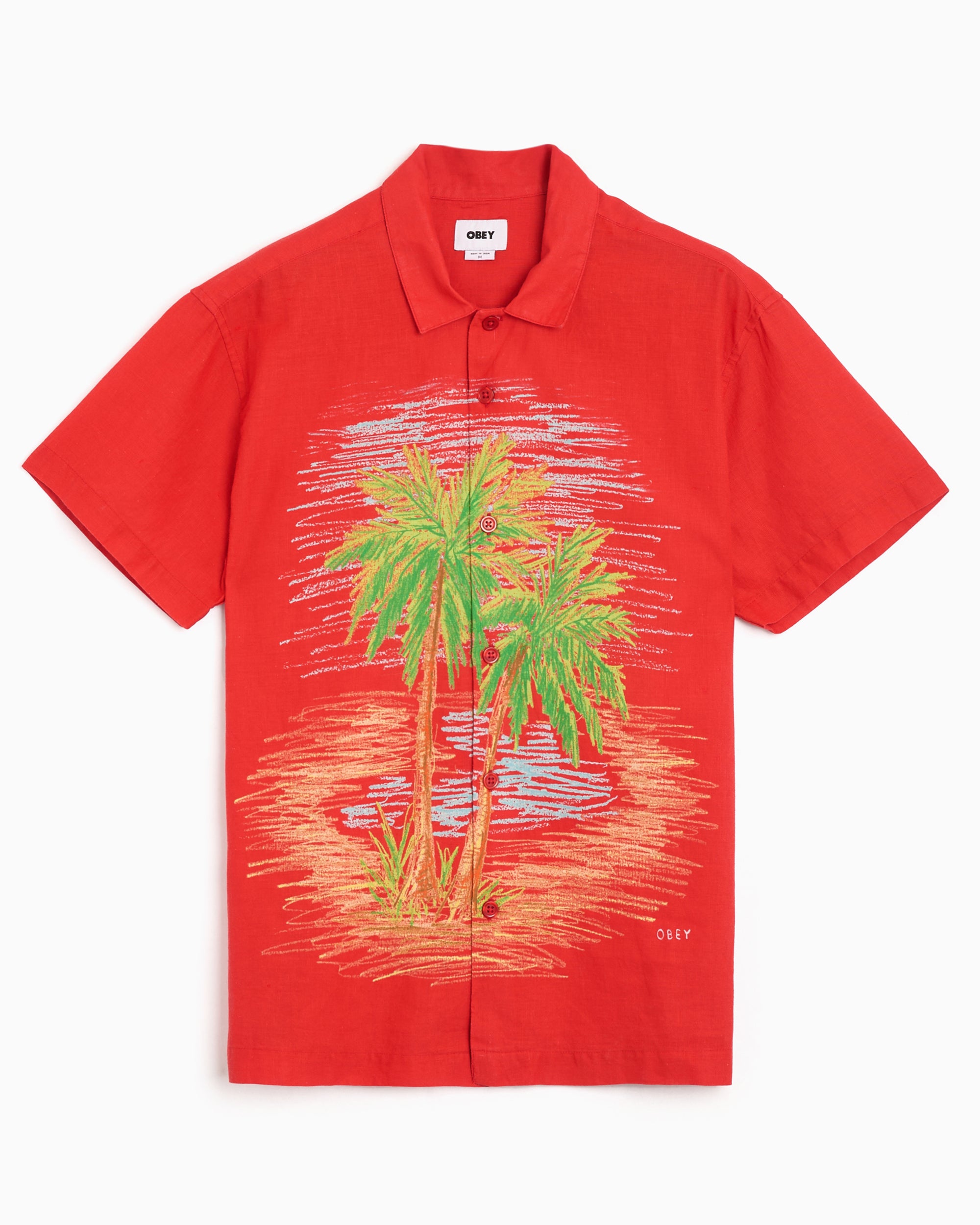   Plate シャツ 赤 OBEY Clothing Hyde Graphic Short-Sleeved Relaxed Men's Shirt