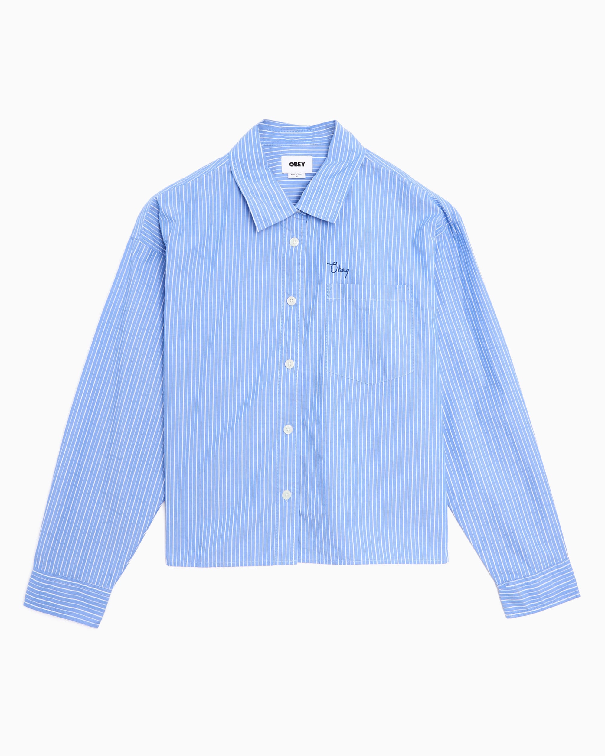 obey dress shirt OBEY Clothing Leisure Striped Boxy Women's Shirt