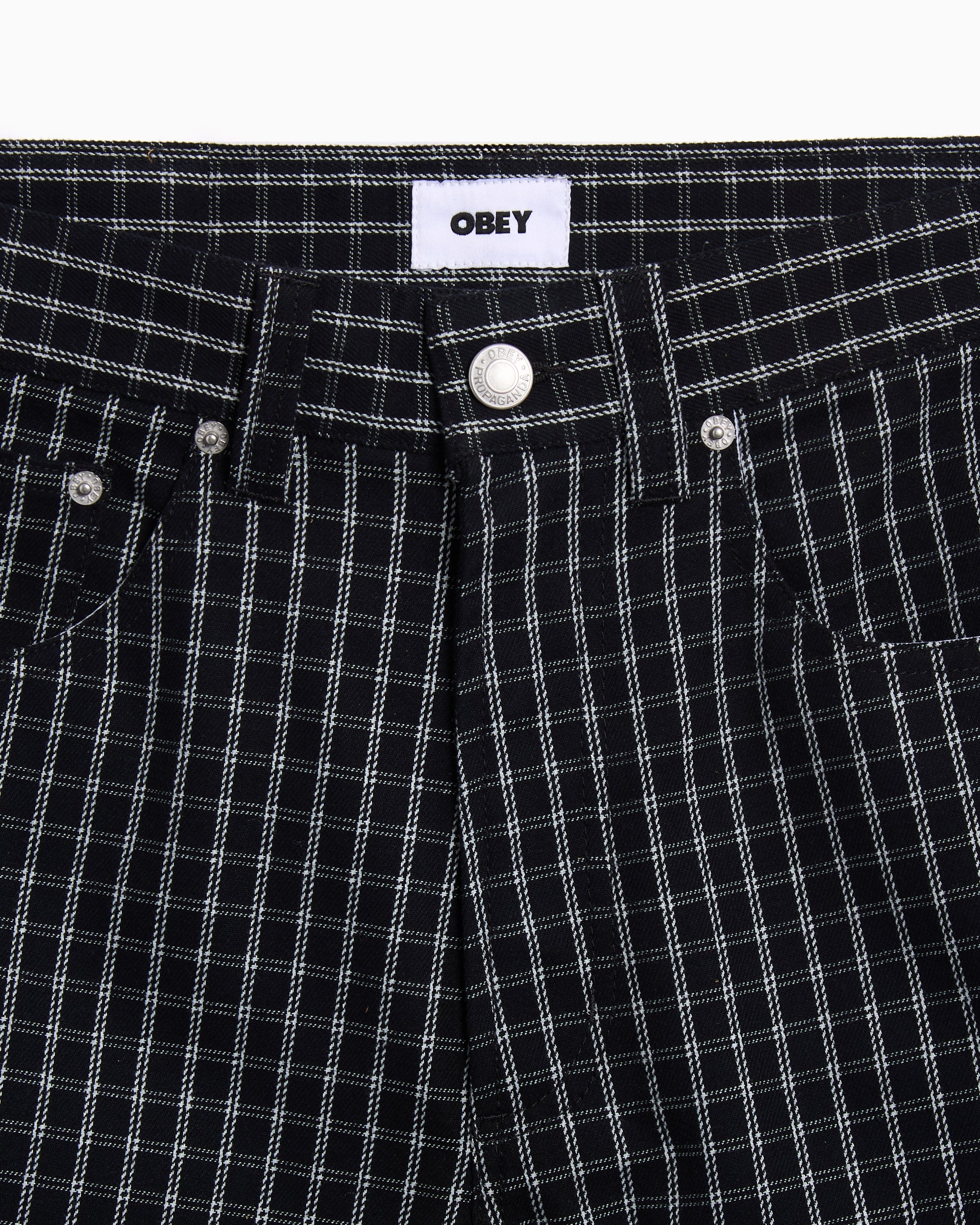 Shorts OBEY Clothing Plaid Denim Relaxed Men's Shorts - 172100095-BKM