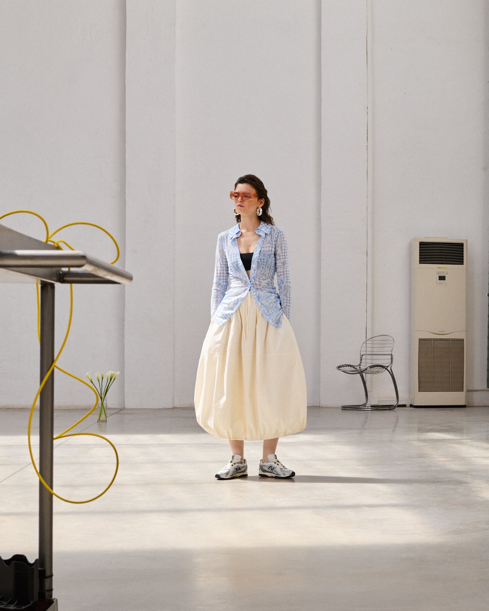 Skirts YMC Parachute Women's Long Skirt - Q3YMB-OFFWHITE