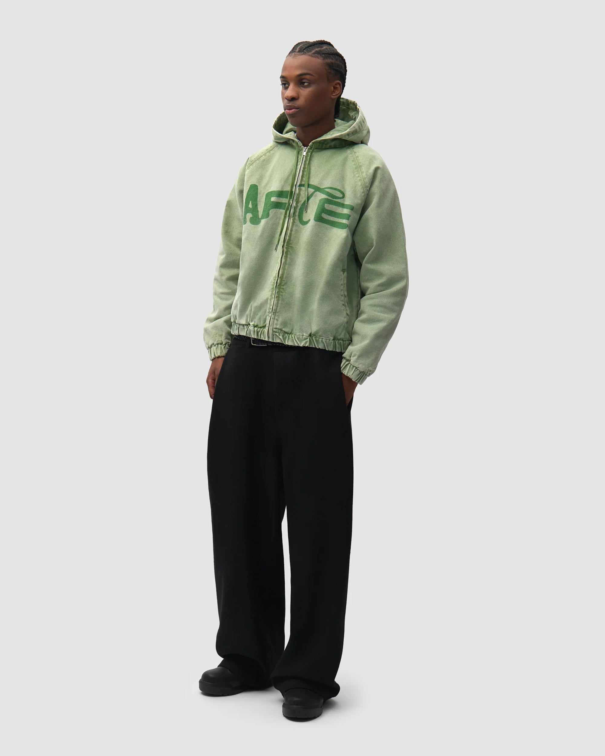 Sweatshirts Arte Antwerp Polyform Canvas Logo Boxy Men's Zip-Up Sweatshirt - AW26-011J-Green