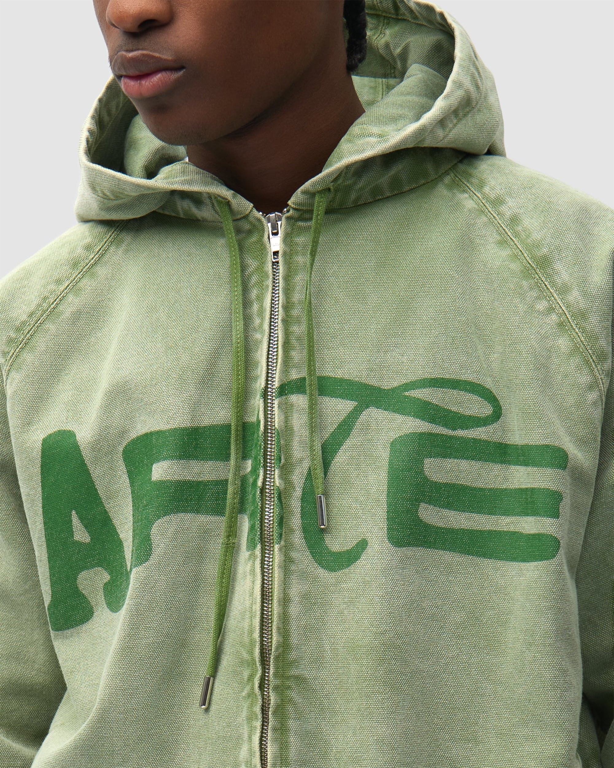 Sweatshirts Arte Antwerp Polyform Canvas Logo Boxy Men's Zip-Up Sweatshirt - AW26-011J-Green