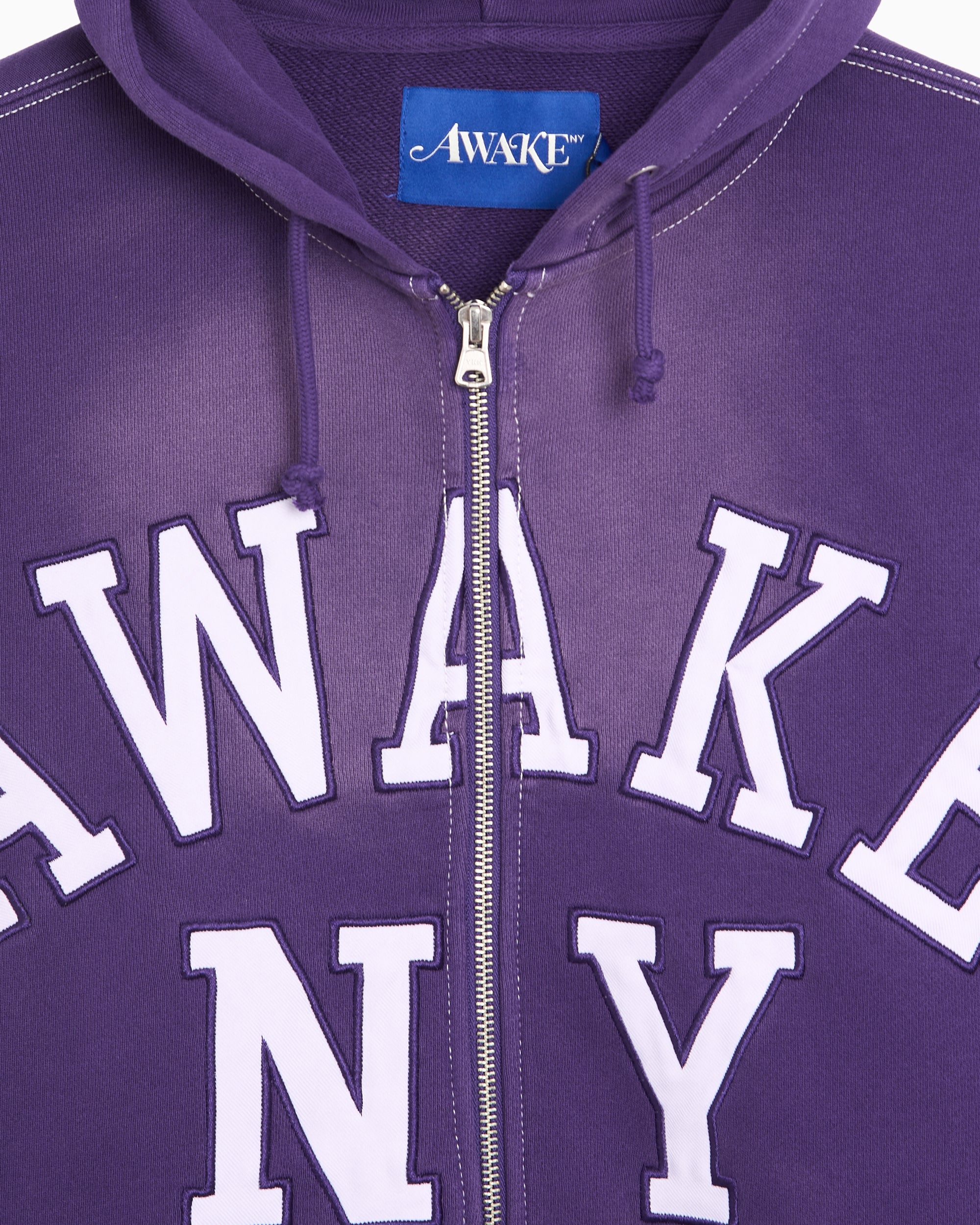 Sweatshirts Awake NY Collegiate Logo Relaxed Men's Zip-Up Sweatshirt - AWK-SP26-HD002-PURPL