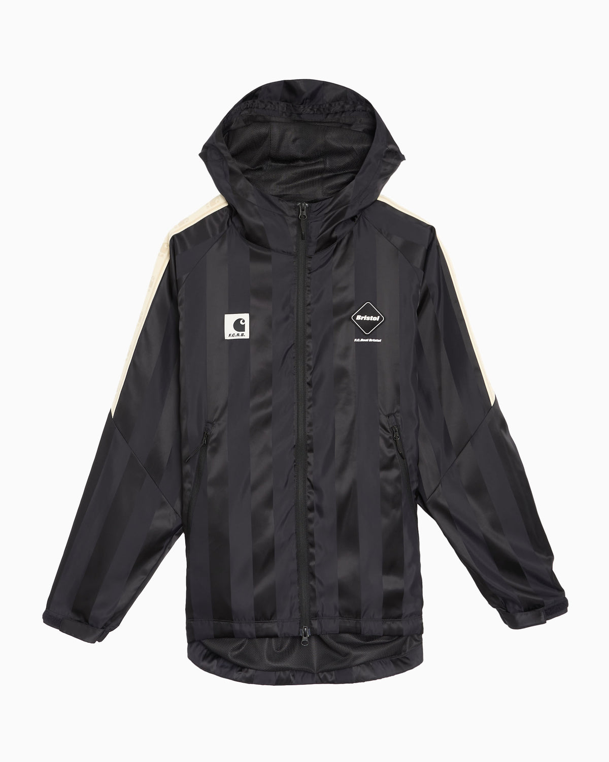 Carhartt WIP x F.C. Real Bristol Warm Up Striped Unisex Zip-Up Sweatsh