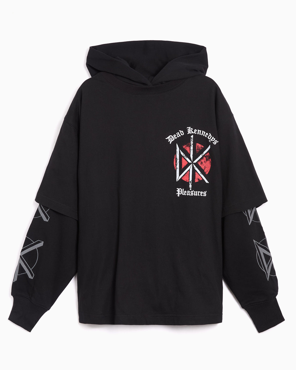 Sweatshirts Pleasures x Dead Kennedys Layered Graphic Relaxed Men's Hoodie - P26FDK002-BLACK