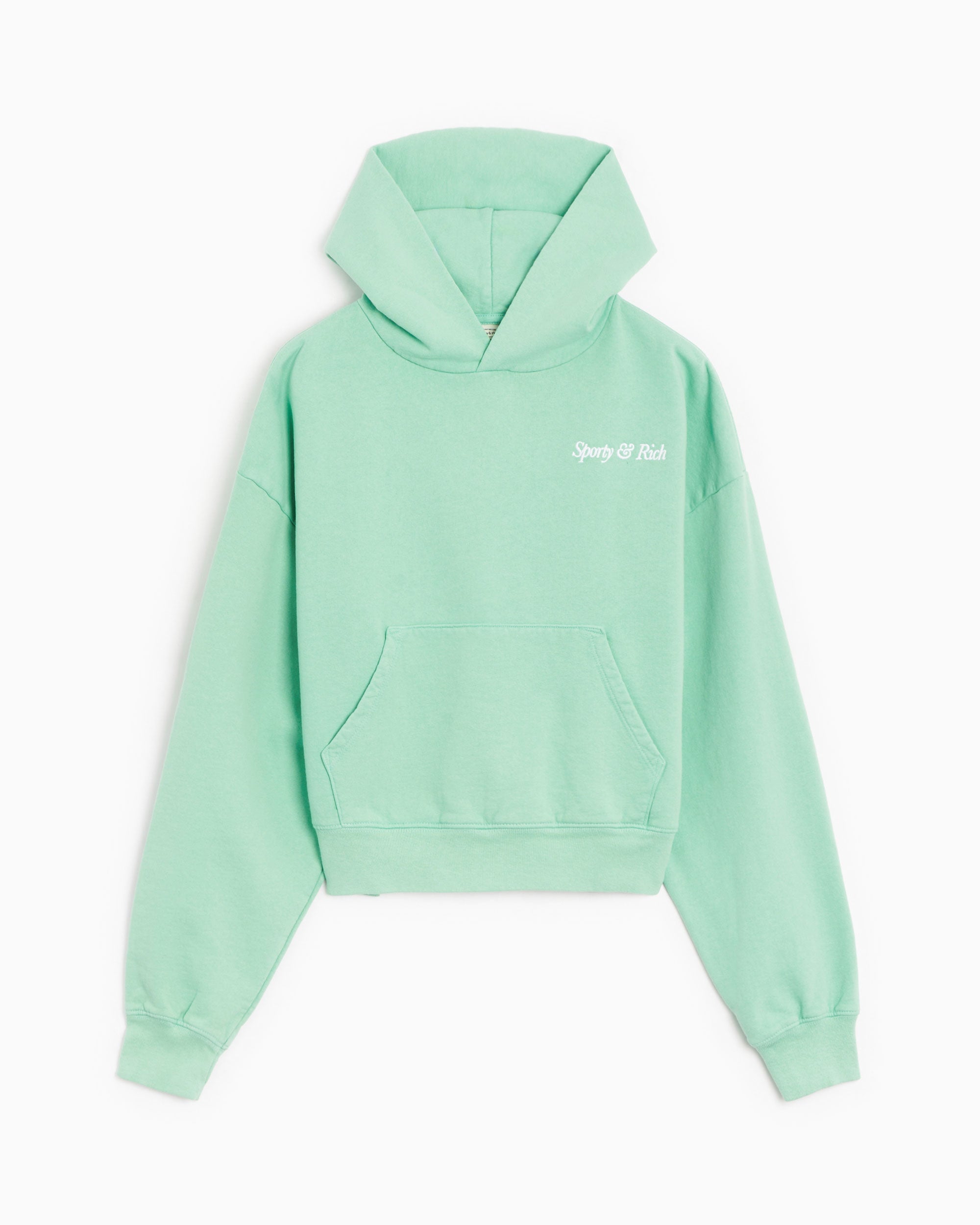 Sporty & Rich Embroidered Italic Logo Women's Cropped Hoodie Women's H