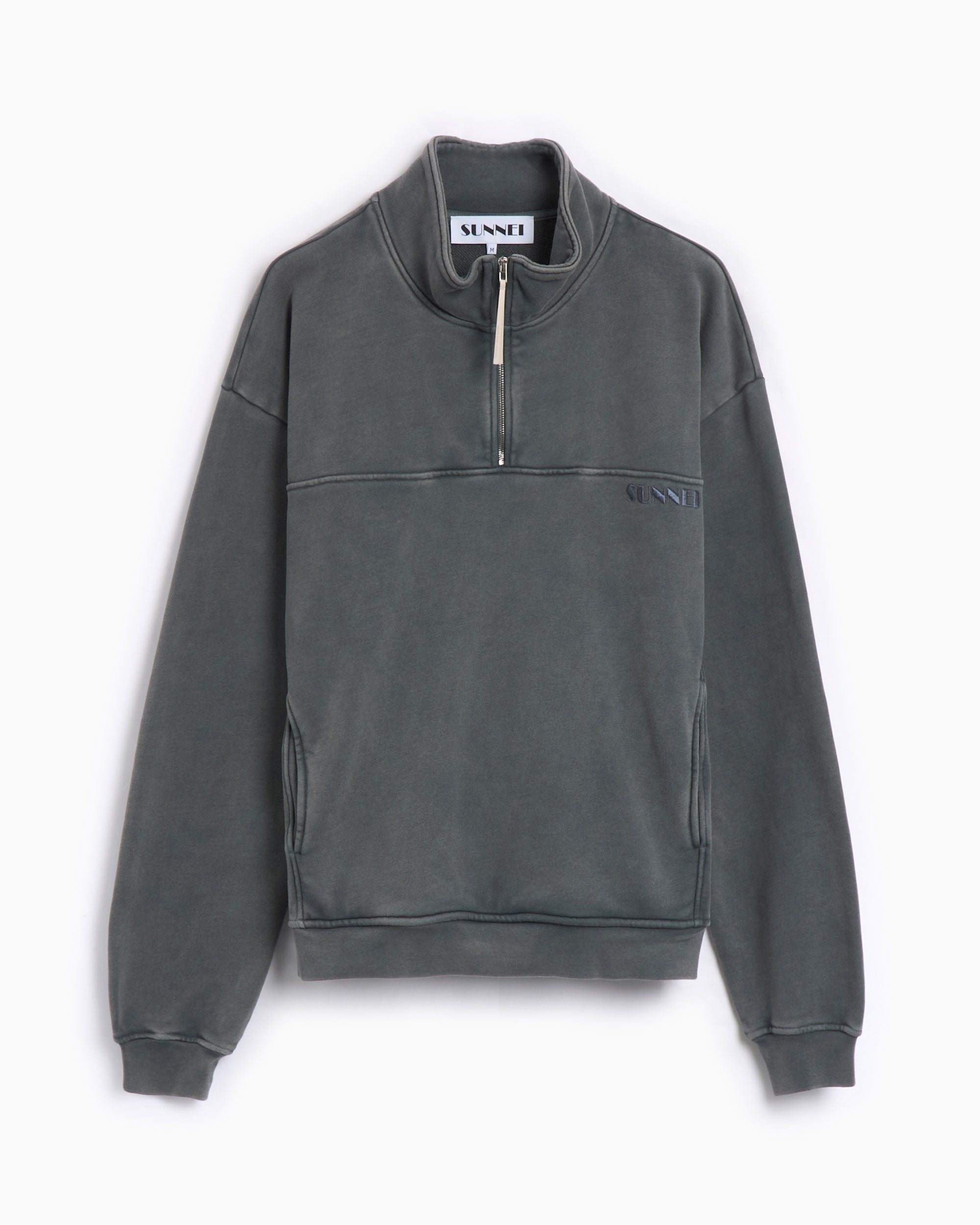 Sweatshirts Sunnei Women's Cropped Half-Zip Fleece Sweatshirt Relaxed Women's Sweatshirt - RTWXJER030-JER010-008D