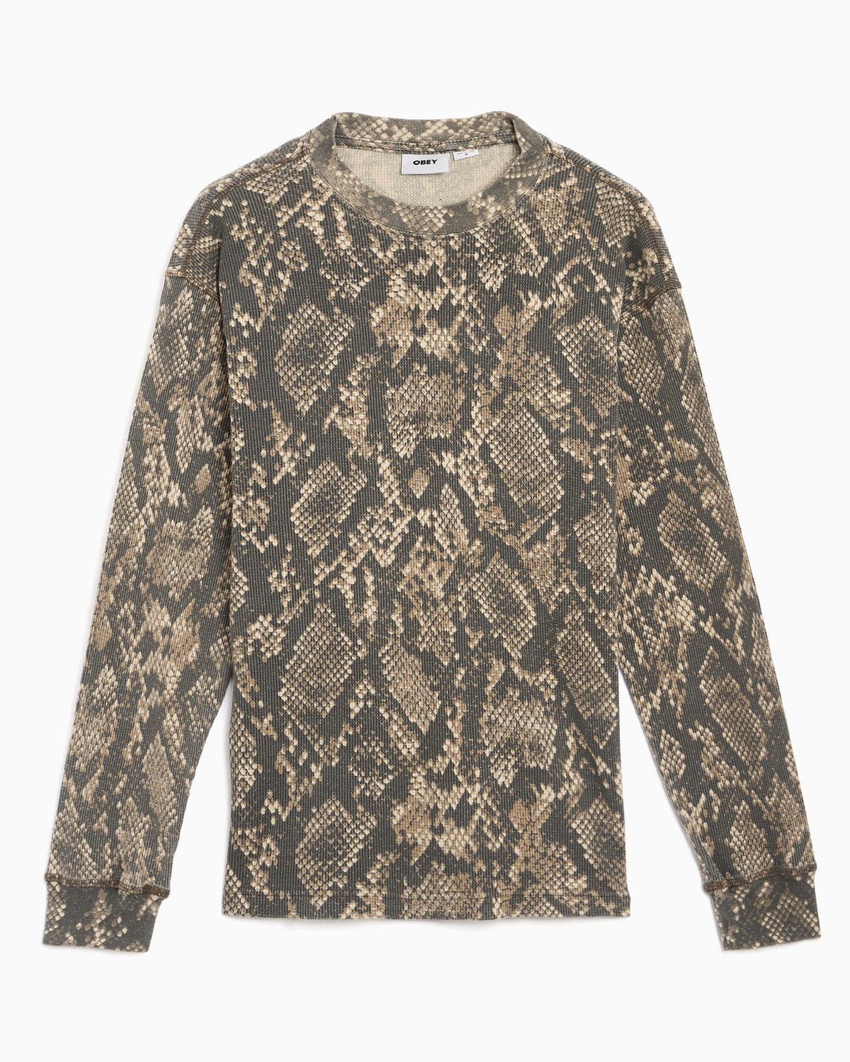 T-Shirts OBEY Clothing Post Thermal Animal Print Long-Sleeved Relaxed Men's T-Shirt - 131030146-DVRS