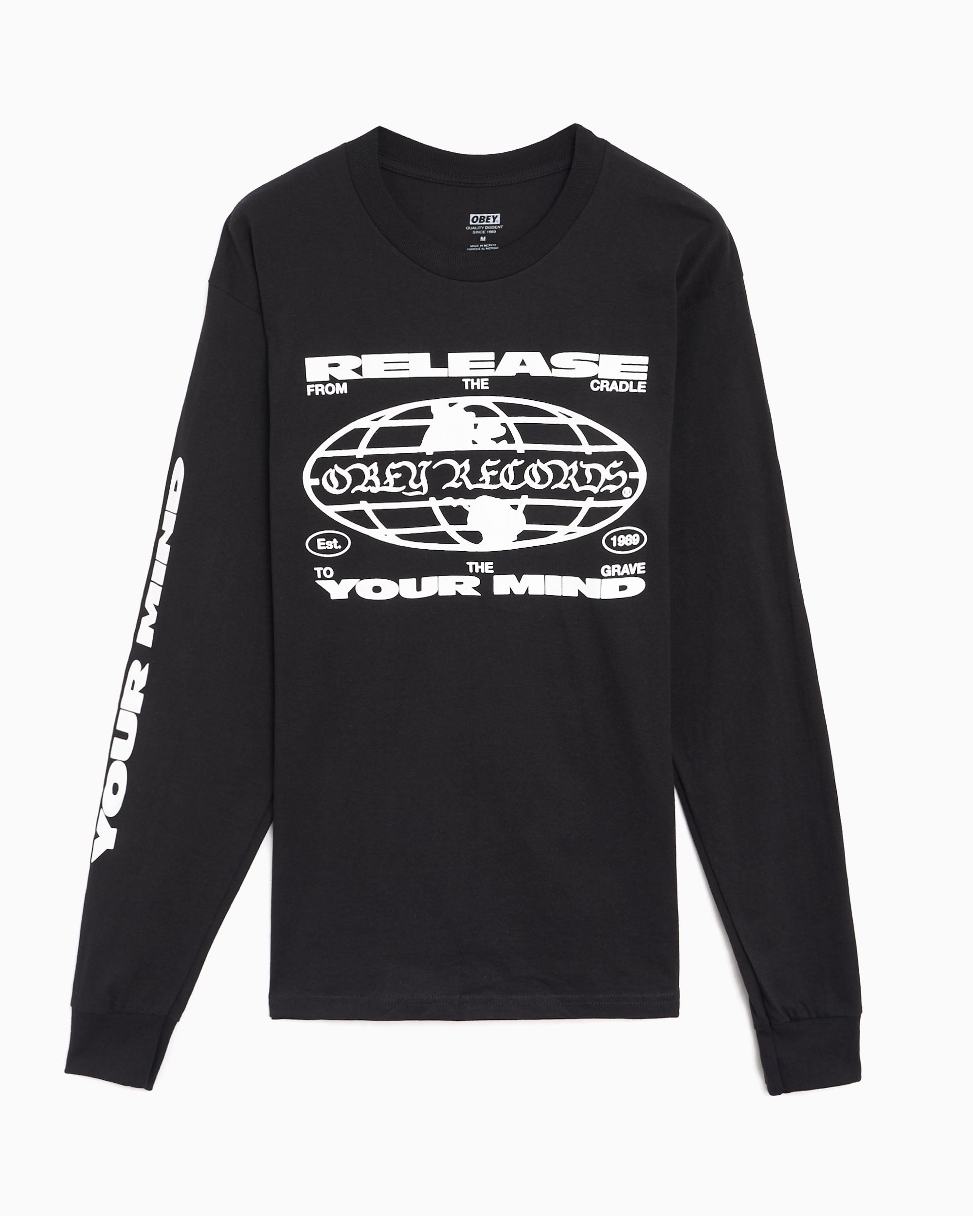 T-Shirts OBEY Clothing Release Your Mind Graphic Long-Sleeved Men's T-Shirt - 163554314-BLK