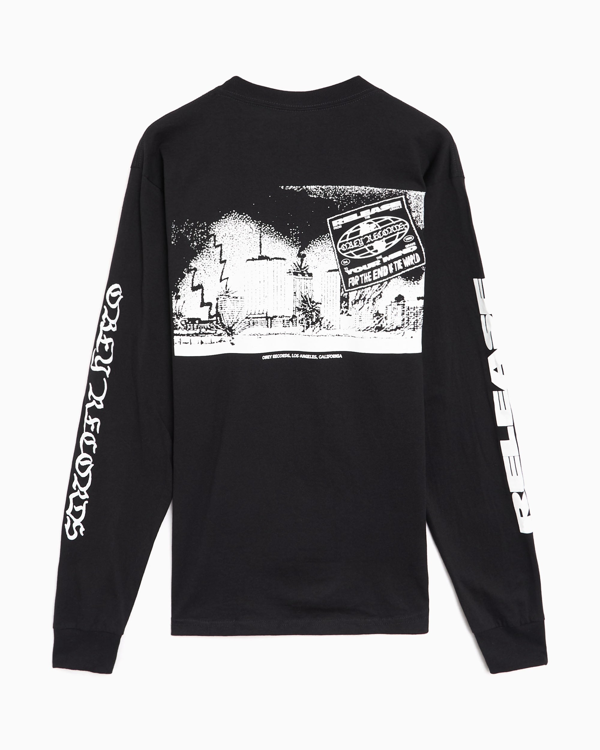 T-Shirts OBEY Clothing Release Your Mind Graphic Long-Sleeved Men's T-Shirt - 163554314-BLK
