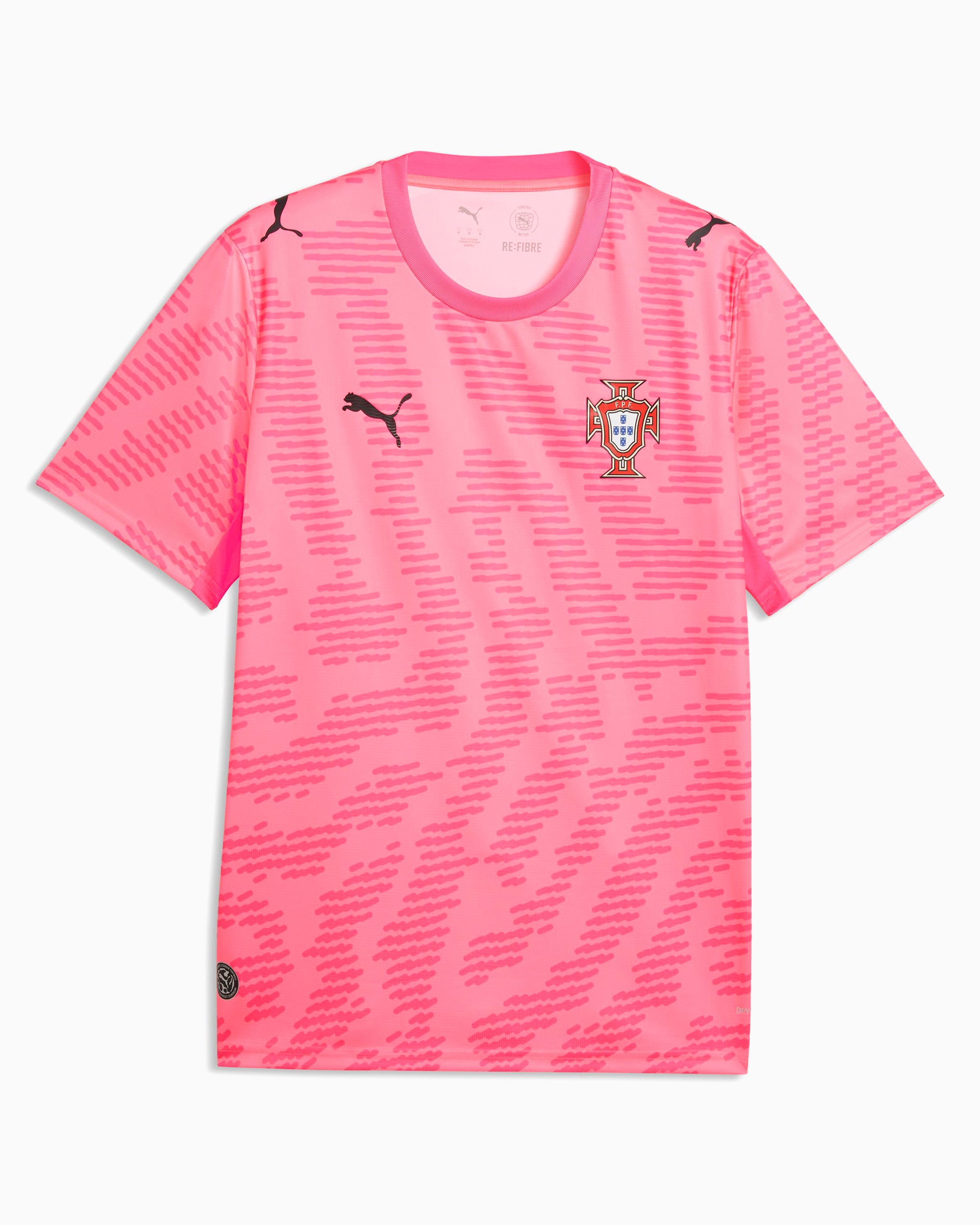 PUMA ピンク サッカーシャツ MARUHASHI 14 Puma x Salehe Bembury x Portugal Goalkeeper Logo Men's Jersey T-Shirt