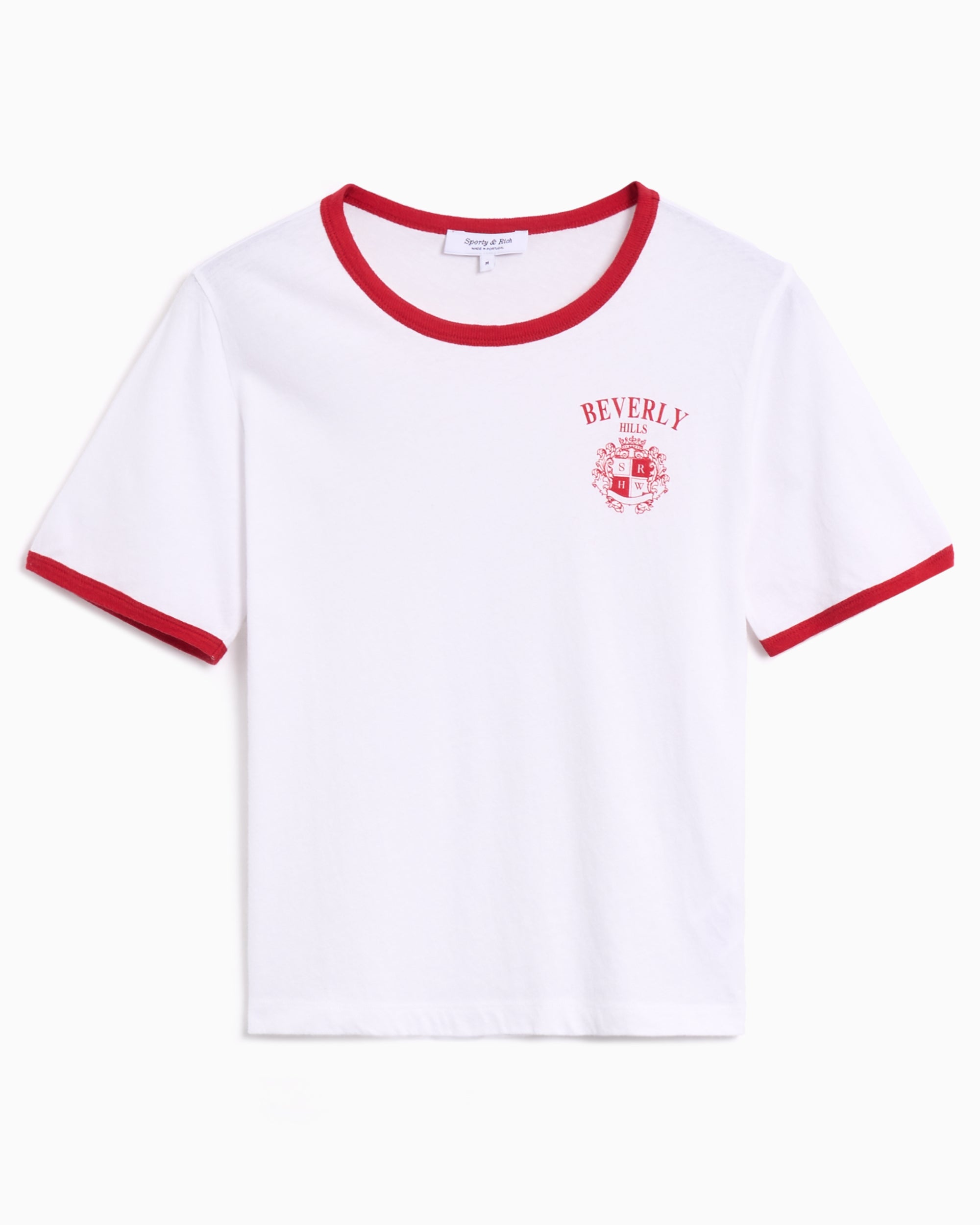 T-Shirts Sporty & Rich BH Crest Soft Ringer Women's T-Shirt - TO088626256WH52