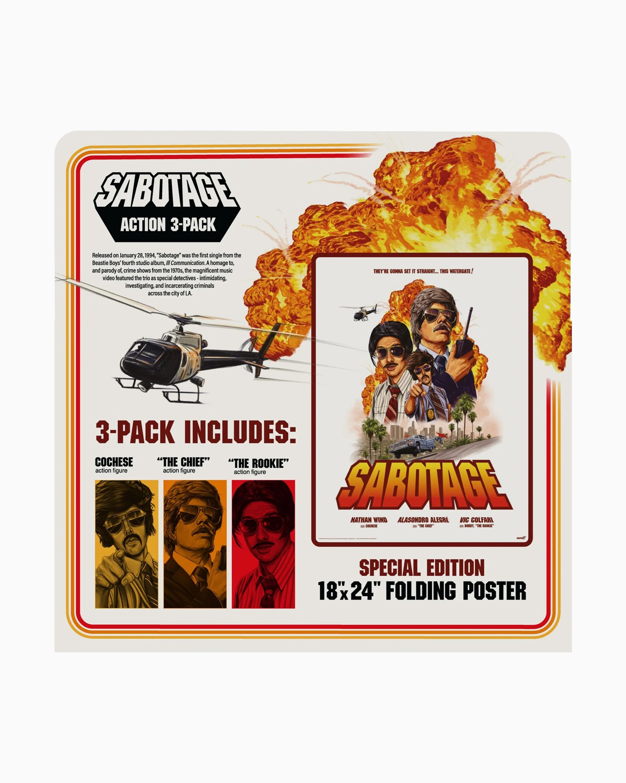 Beastie Boys Sabotage 片面プレス　３インチ Super7 ReAction Beastie Boys - Sabotage (3 Pack)