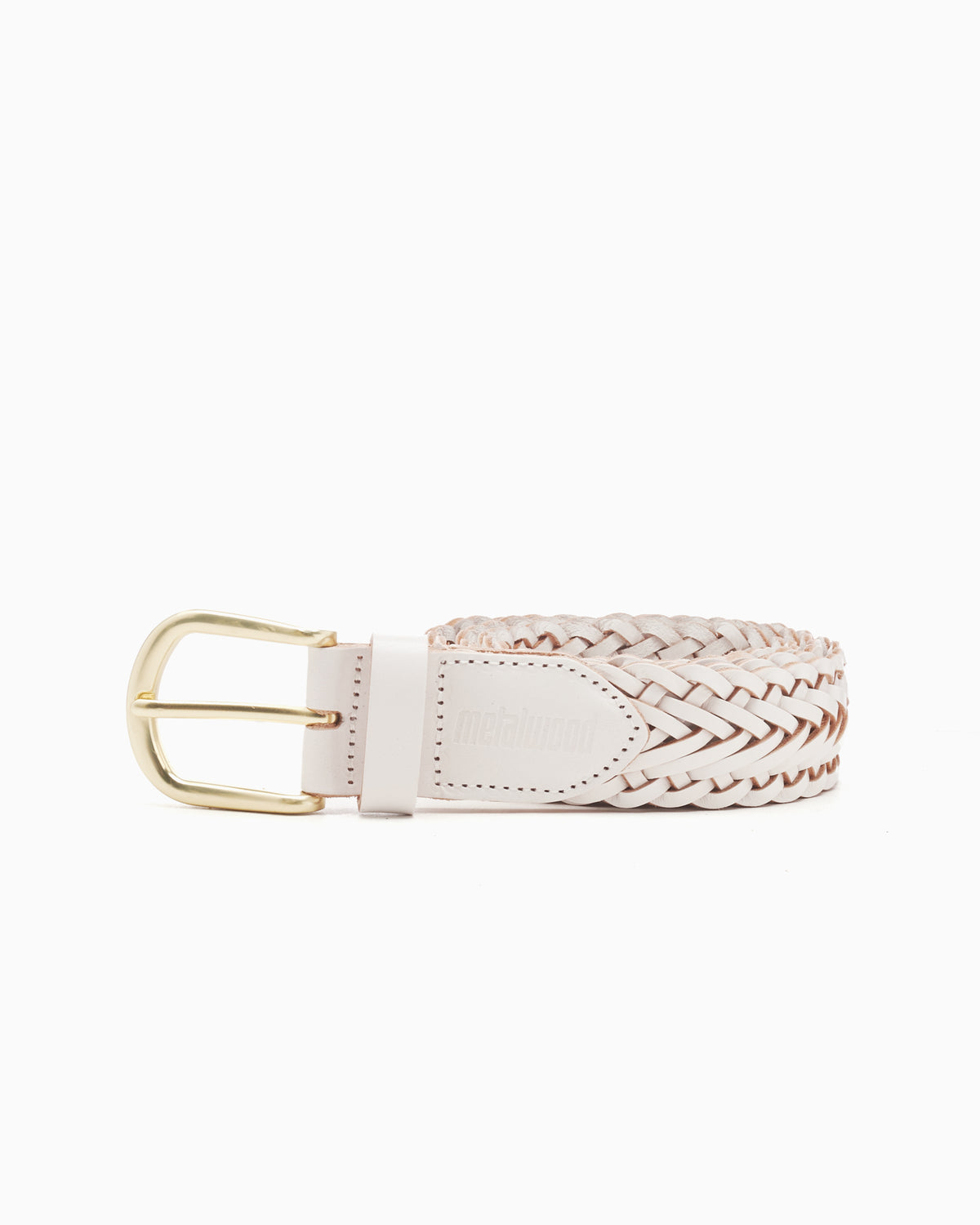 NWT Vintage Be&D White Braided Woven Leather Gold Studded Wide Belt Italian Buy White Studded Belt With Gold Rivets | Capo Pelle main image 4