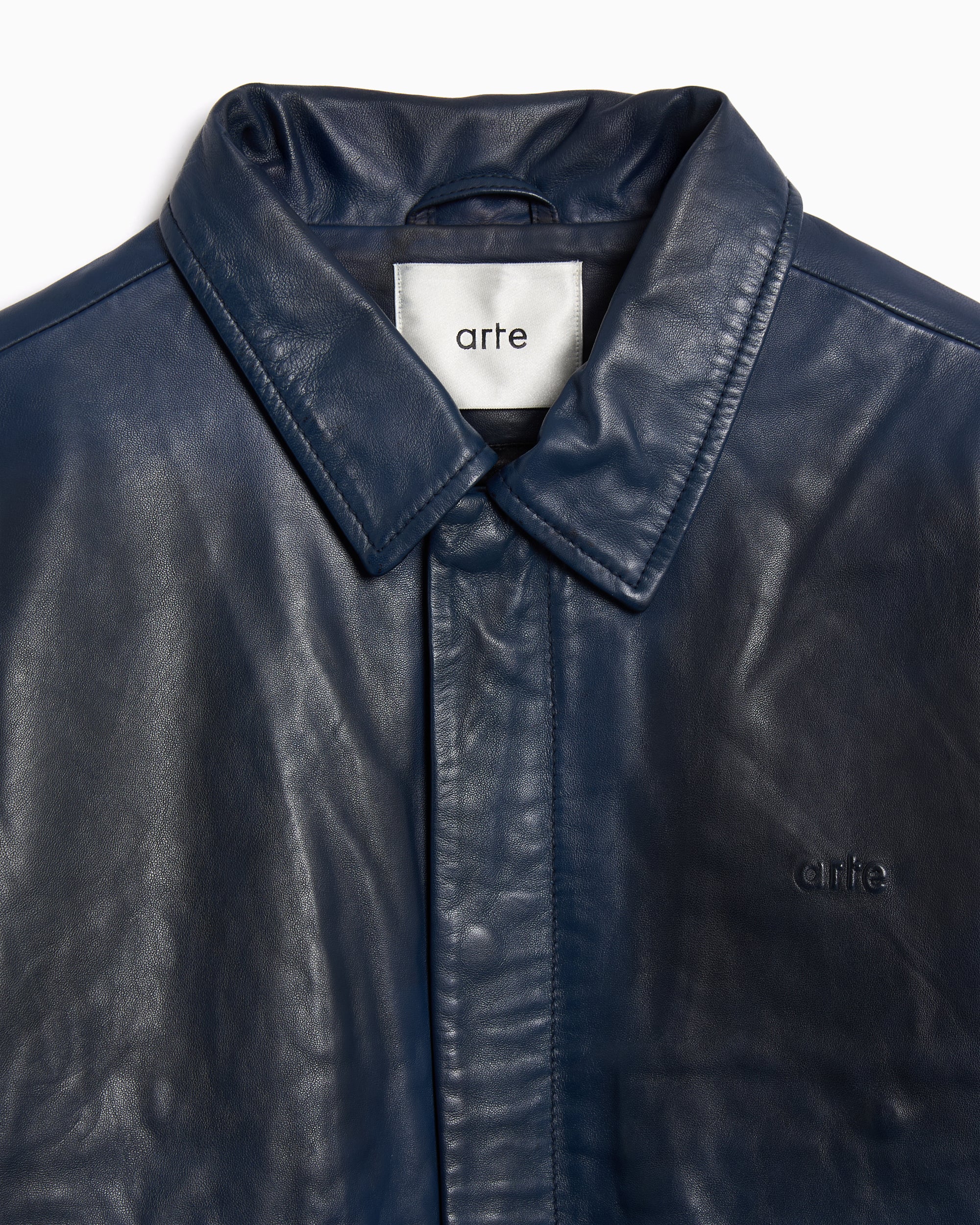 Jackets Coats Arte Antwerp Fade Leather Men's Bomber - AW25-143J-Navy