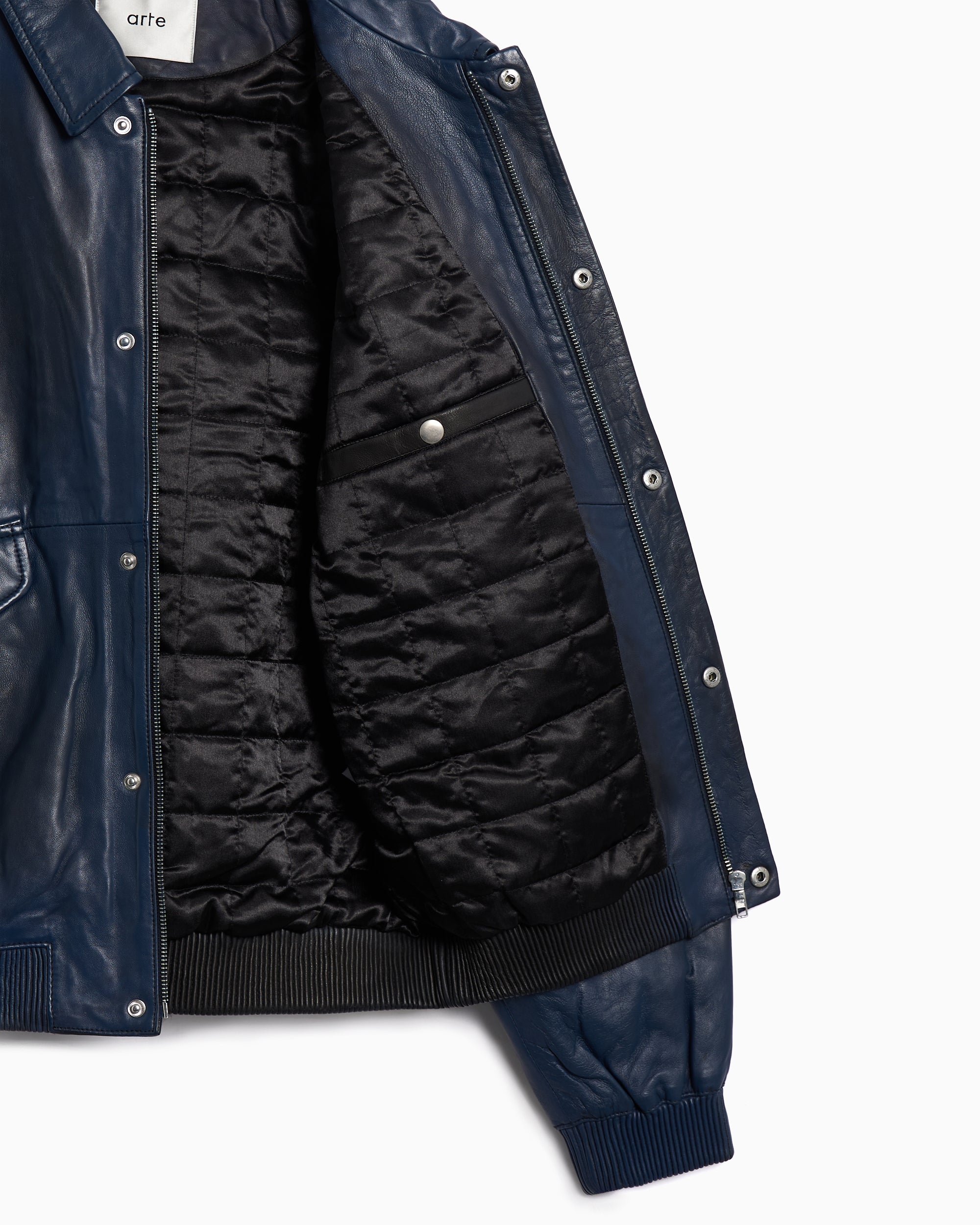 Jackets Coats Arte Antwerp Fade Leather Men's Bomber - AW25-143J-Navy