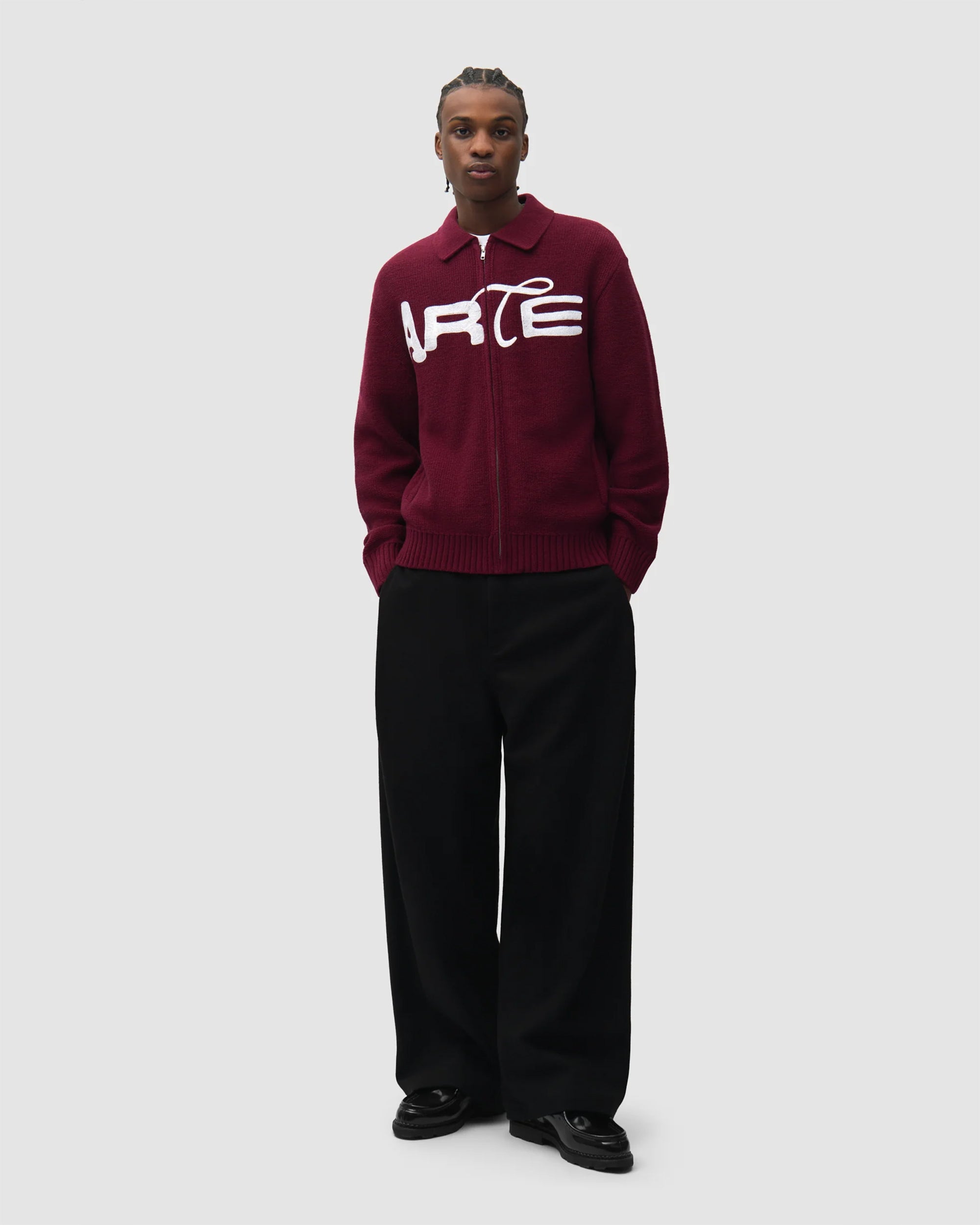 Arte Antwerp Stencil Zip Embroidered Men's Cardigan
