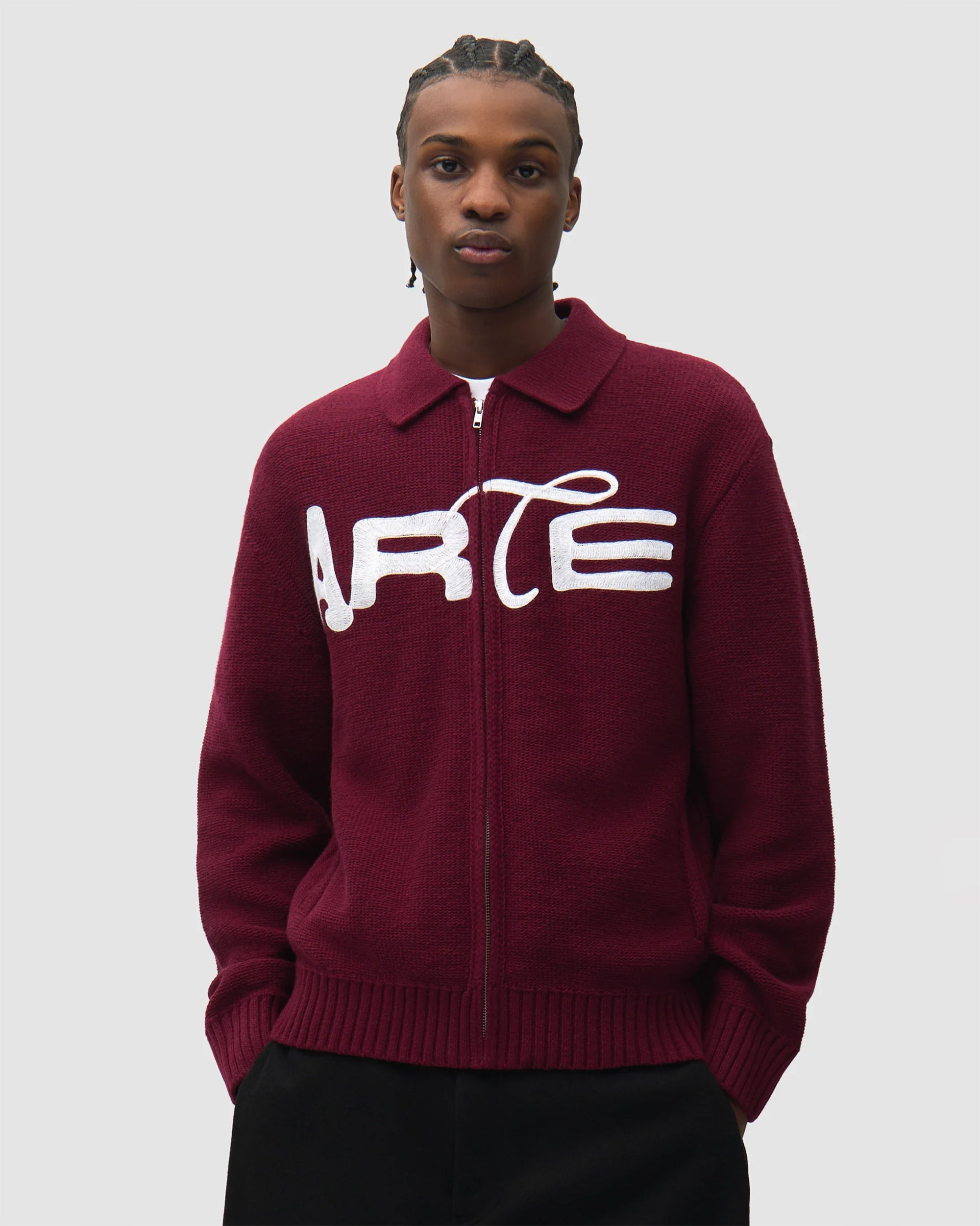 Arte Antwerp Stencil Zip Embroidered Men's Cardigan