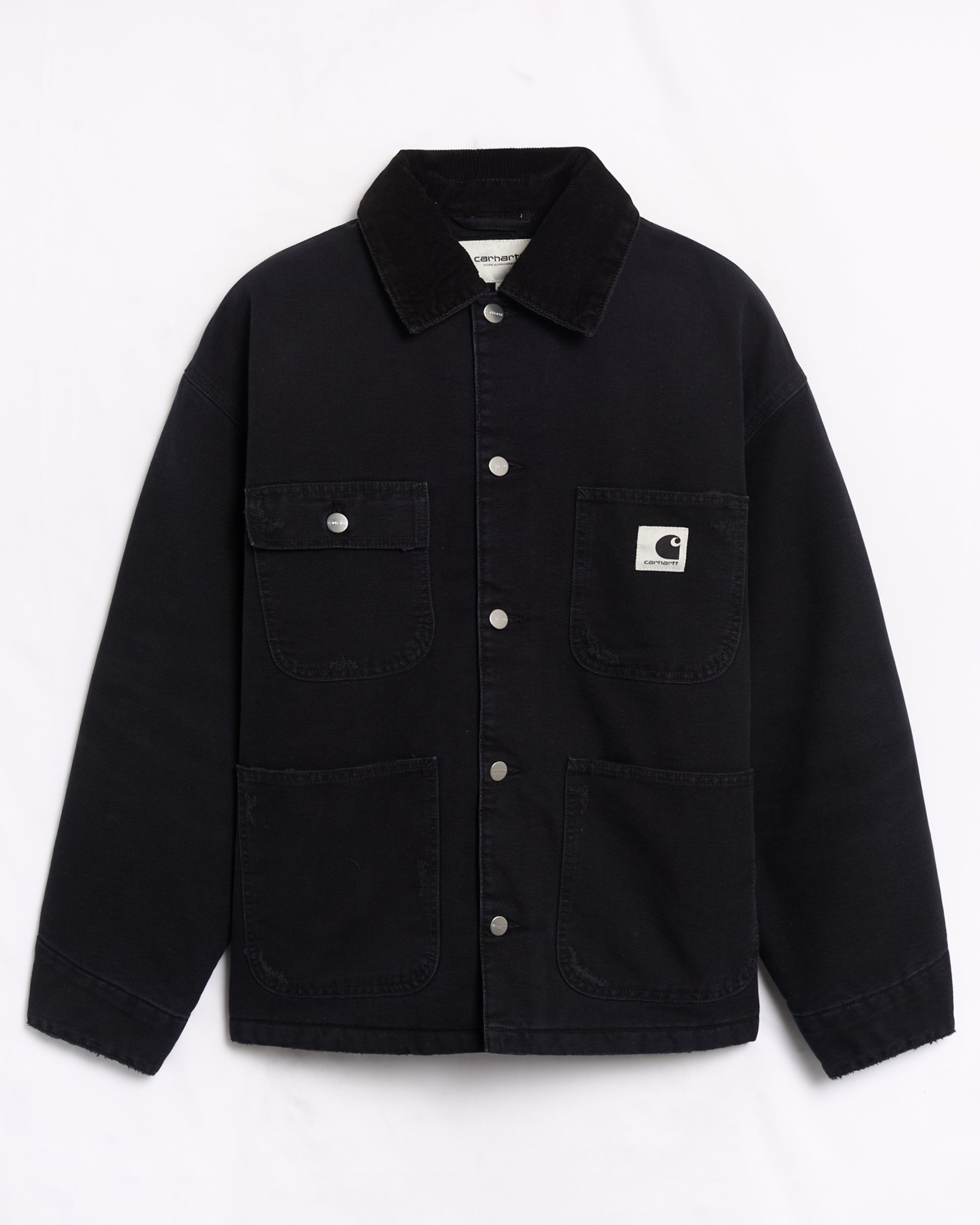 y*9様 希少125周年ロゴ USA製 31×30 Carhartt 墨黒フェー Carhartt WIP denim jacket OG Michigan Coat women's black color