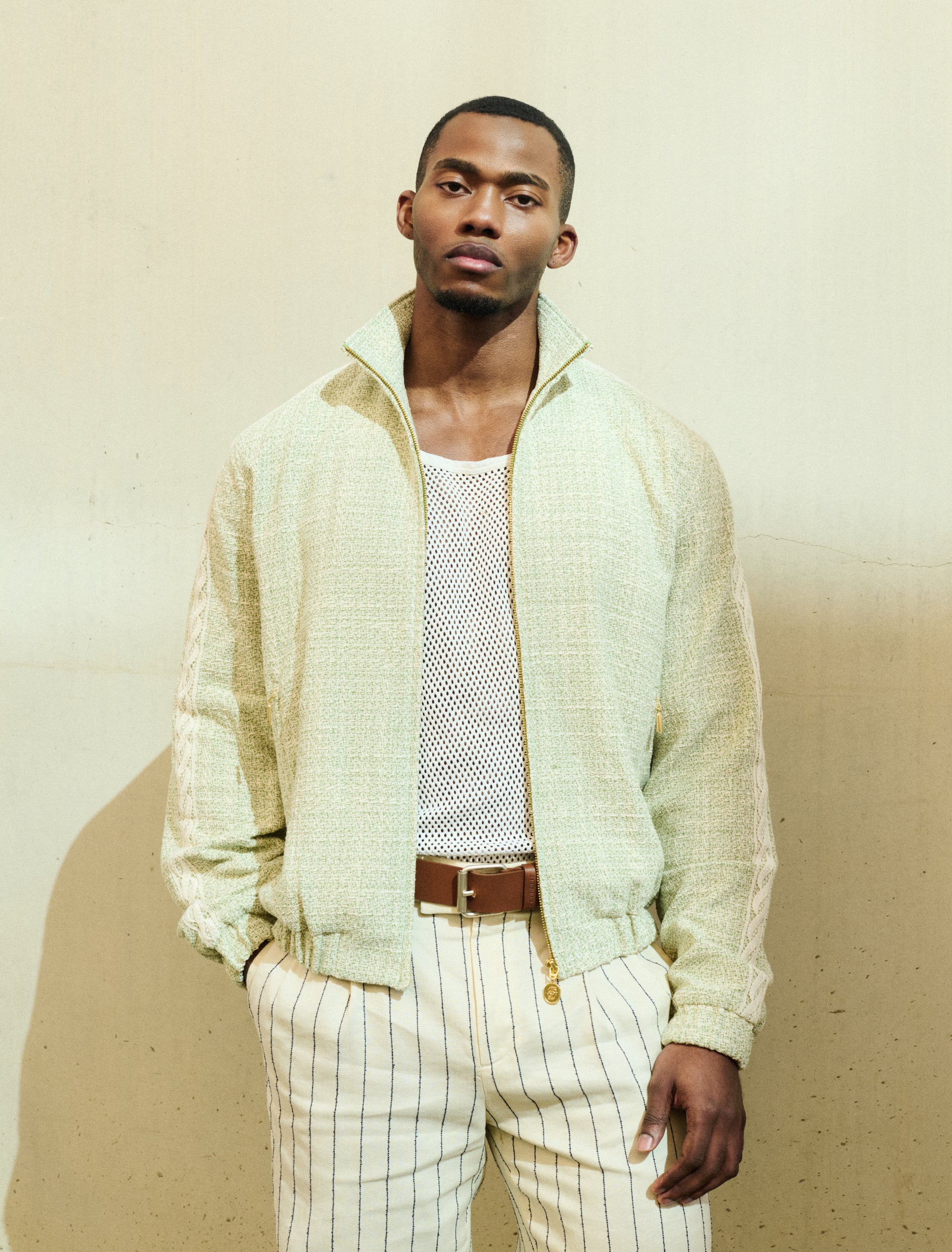 Drôle de Monsieur Men's Tweed Jacket Relaxed Men's Track Jacket