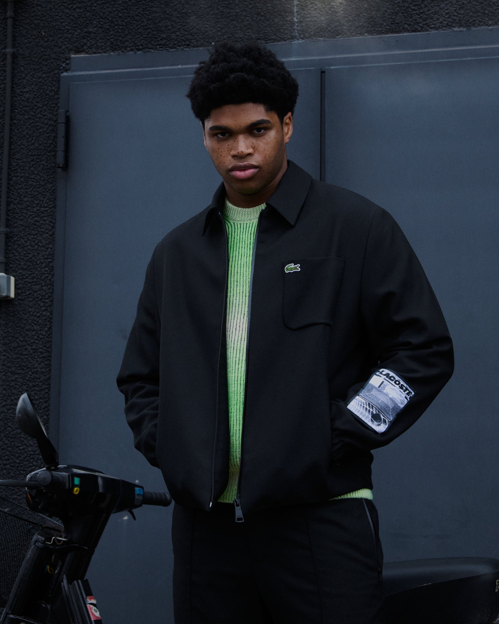 ココ‼️Lacoste ブラック ブルゾン Lacoste Men's Cropped Track Jacket
