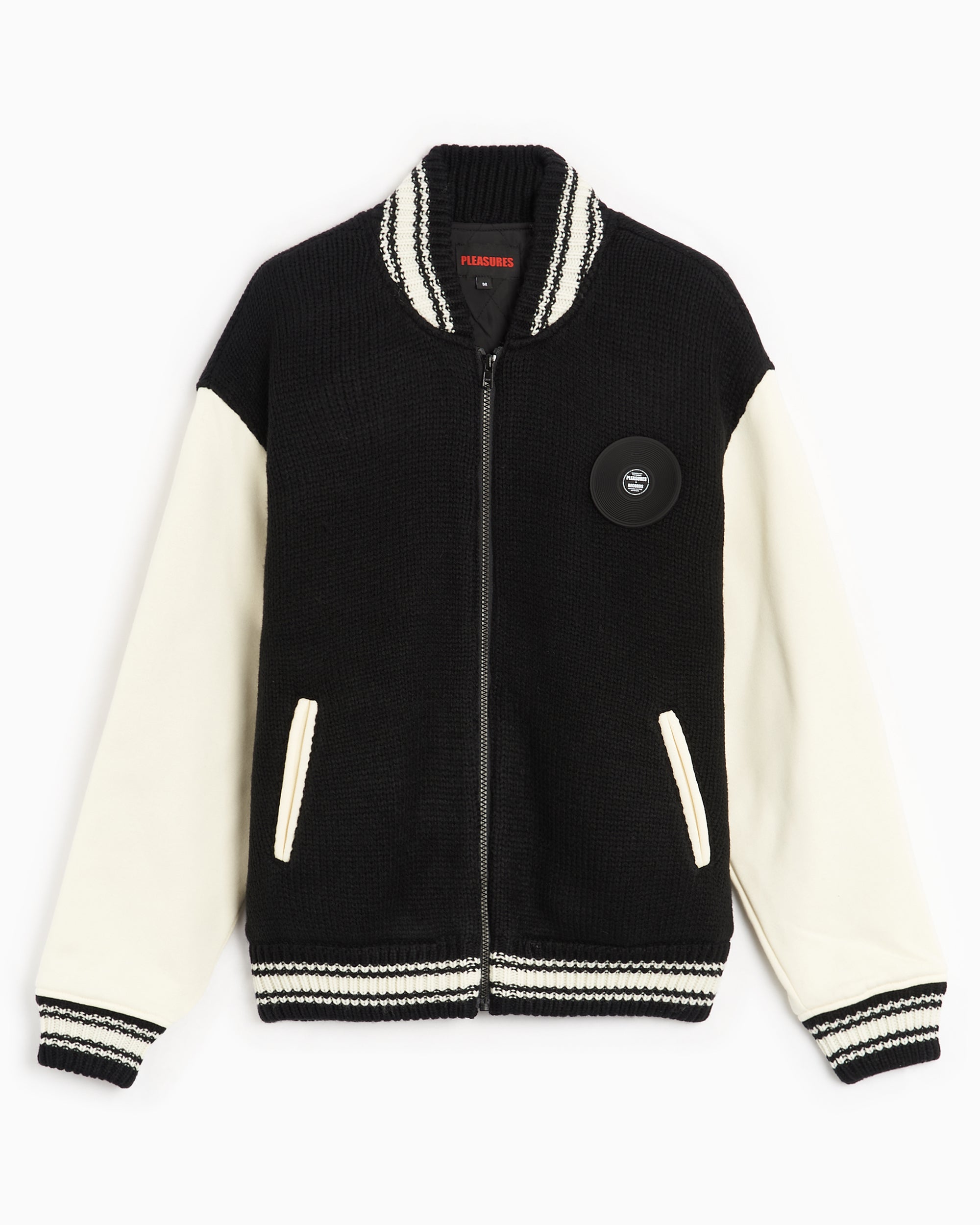 Jackets Coats Pleasures Smoke Men's Knitted Varsity Jacket Men's Varsity Jacket - P23W035-BLACK