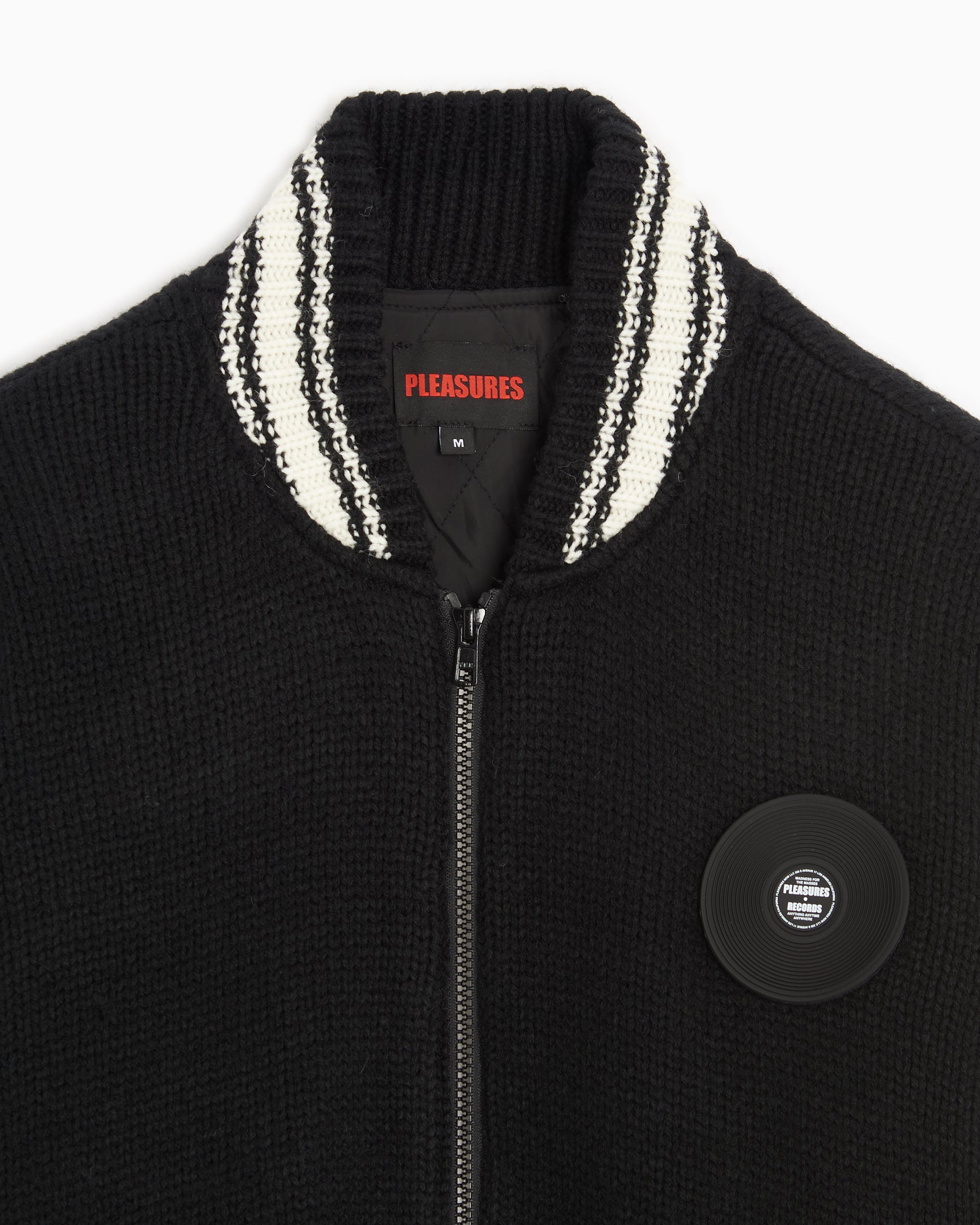 Jackets Coats Pleasures Smoke Men's Knitted Varsity Jacket Men's Varsity Jacket - P23W035-BLACK