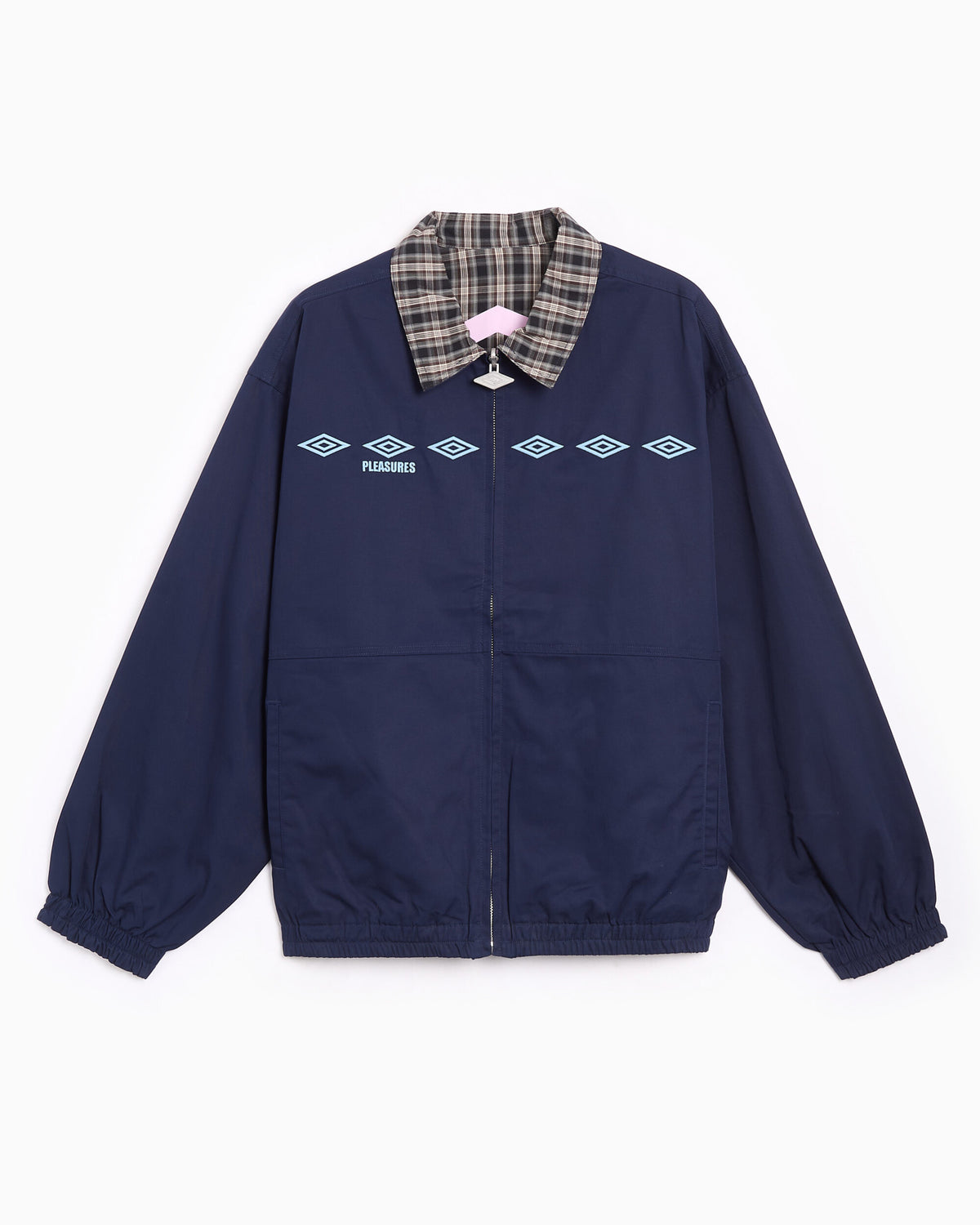 Jackets Coats Pleasures x Umbro Diamonds Plaid Reversible Men's Light Jacket - P26U003-NAVY