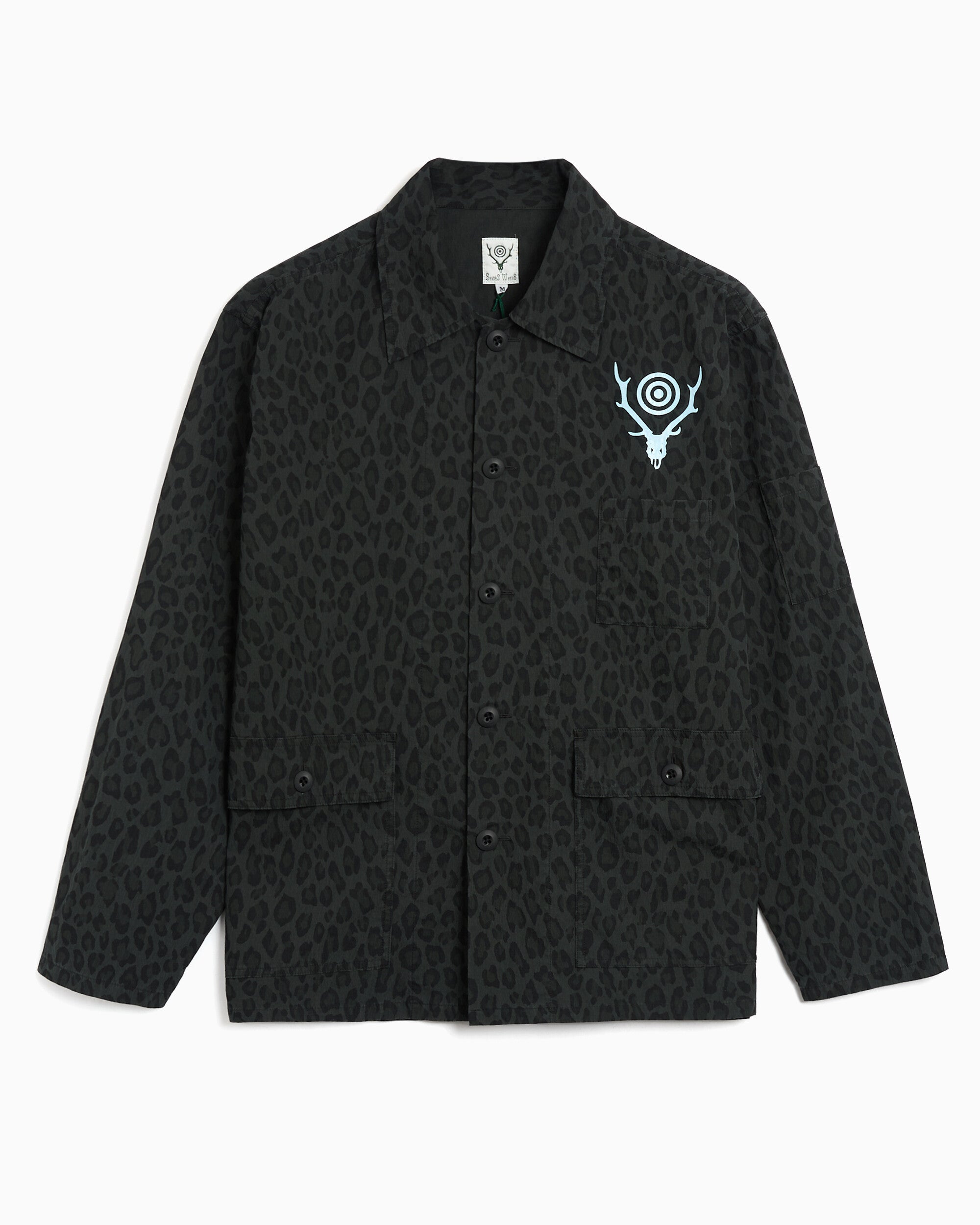 Jackets Coats South2 West8 Ranger Animal Print Relaxed Men's Overshirt - SX664-A-Charcoal