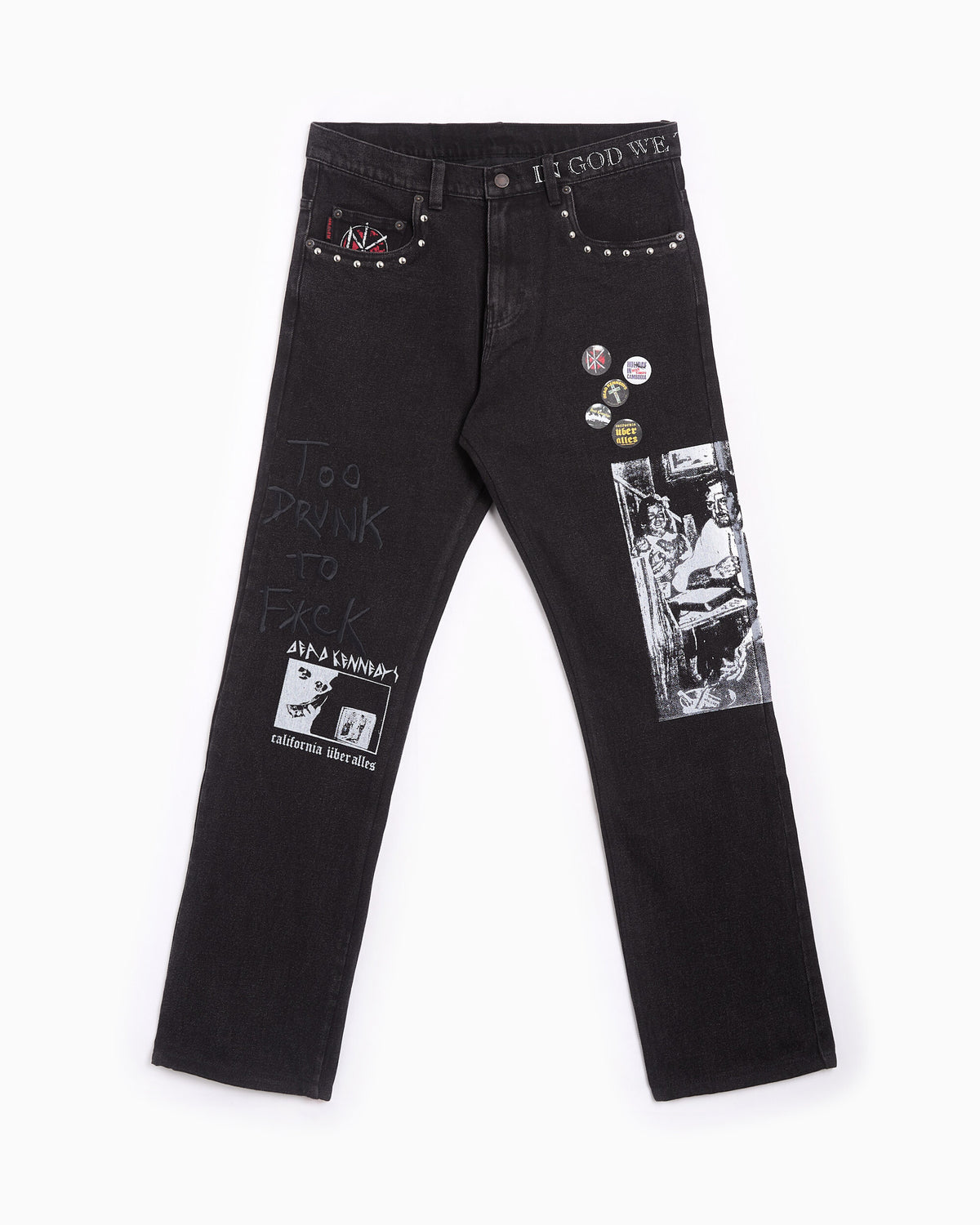 Jeans Pleasures x Dead Kennedys DIY Straight Men's Jeans - P26F041-BLACK