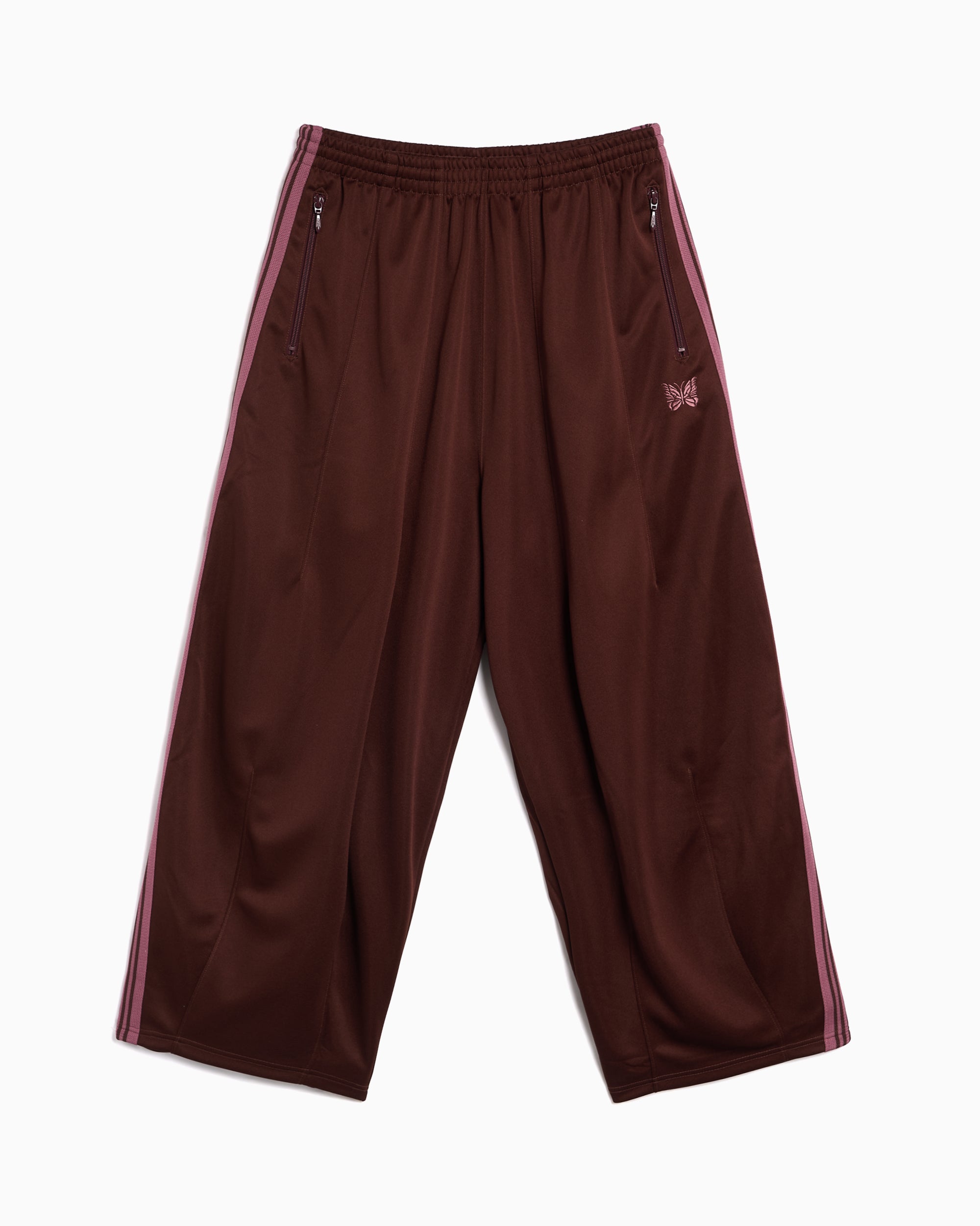 パンツ NEEDLES brown&purple Needles Track Pants Mens Medium Brown Poly Smooth Butterfly Logo
