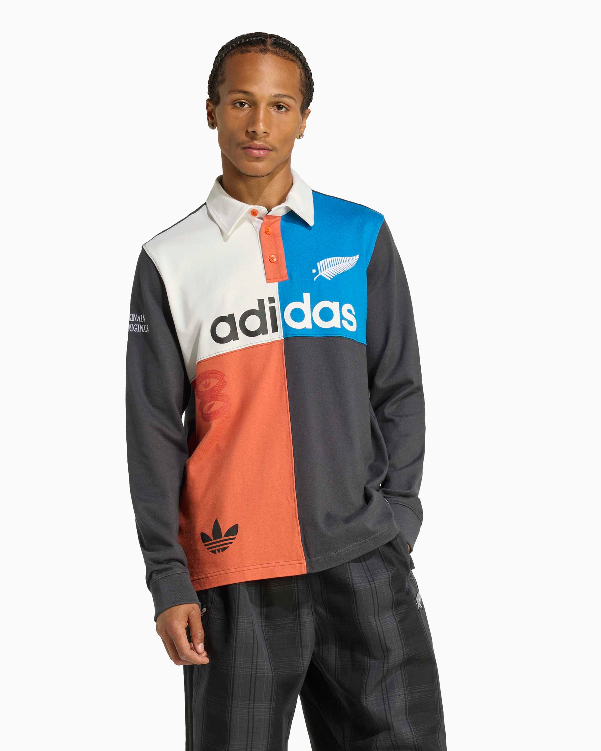 S：【abuku】ABK Original Street Polo adidas Originals x All Blacks Heritage Logo Relaxed Men's Polo Shirt