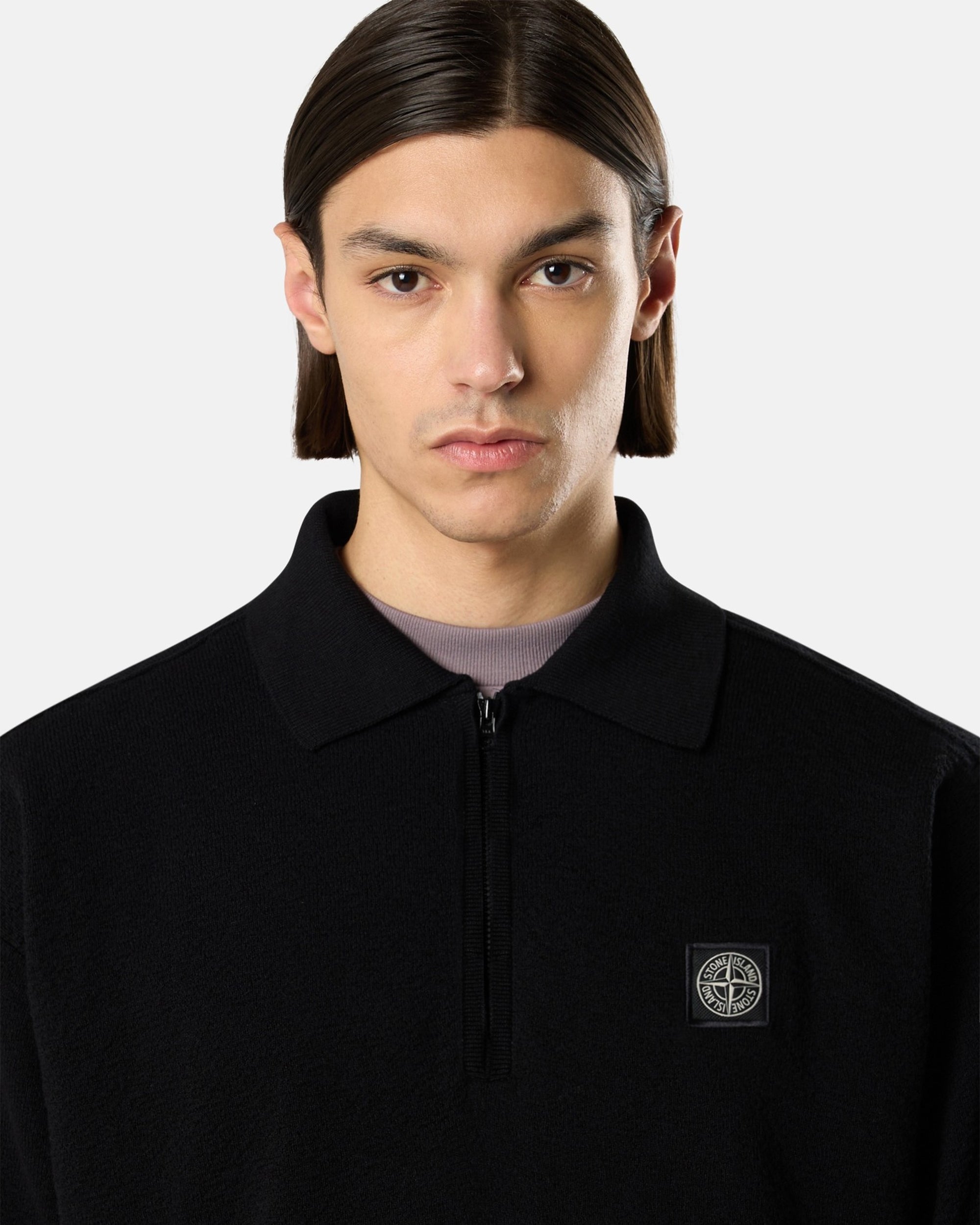 Stone Island Light Raw Half Zipper Oversize Men's Polo Shirt