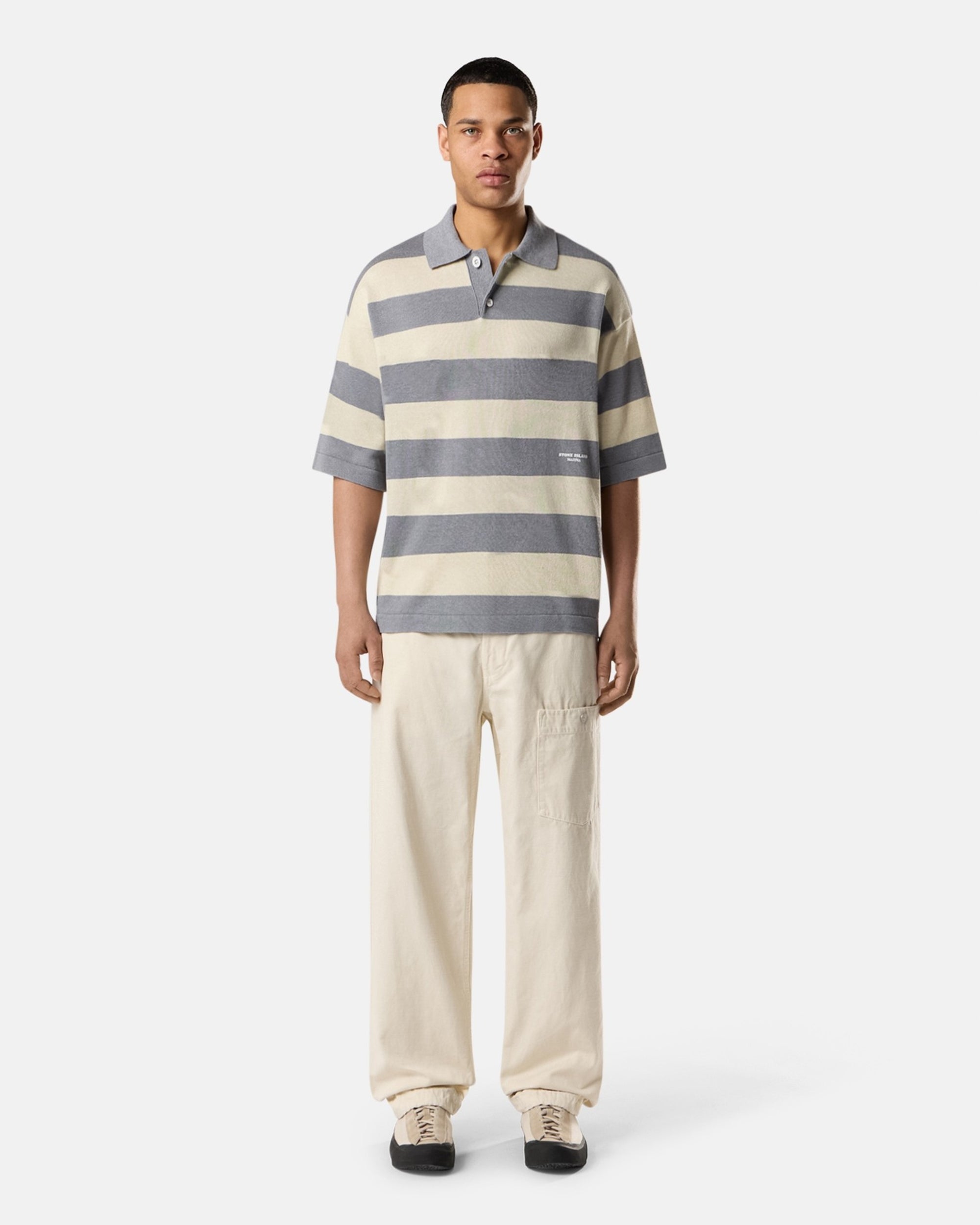 Stone Island Marina Striped Oversize Men's Polo Shirt