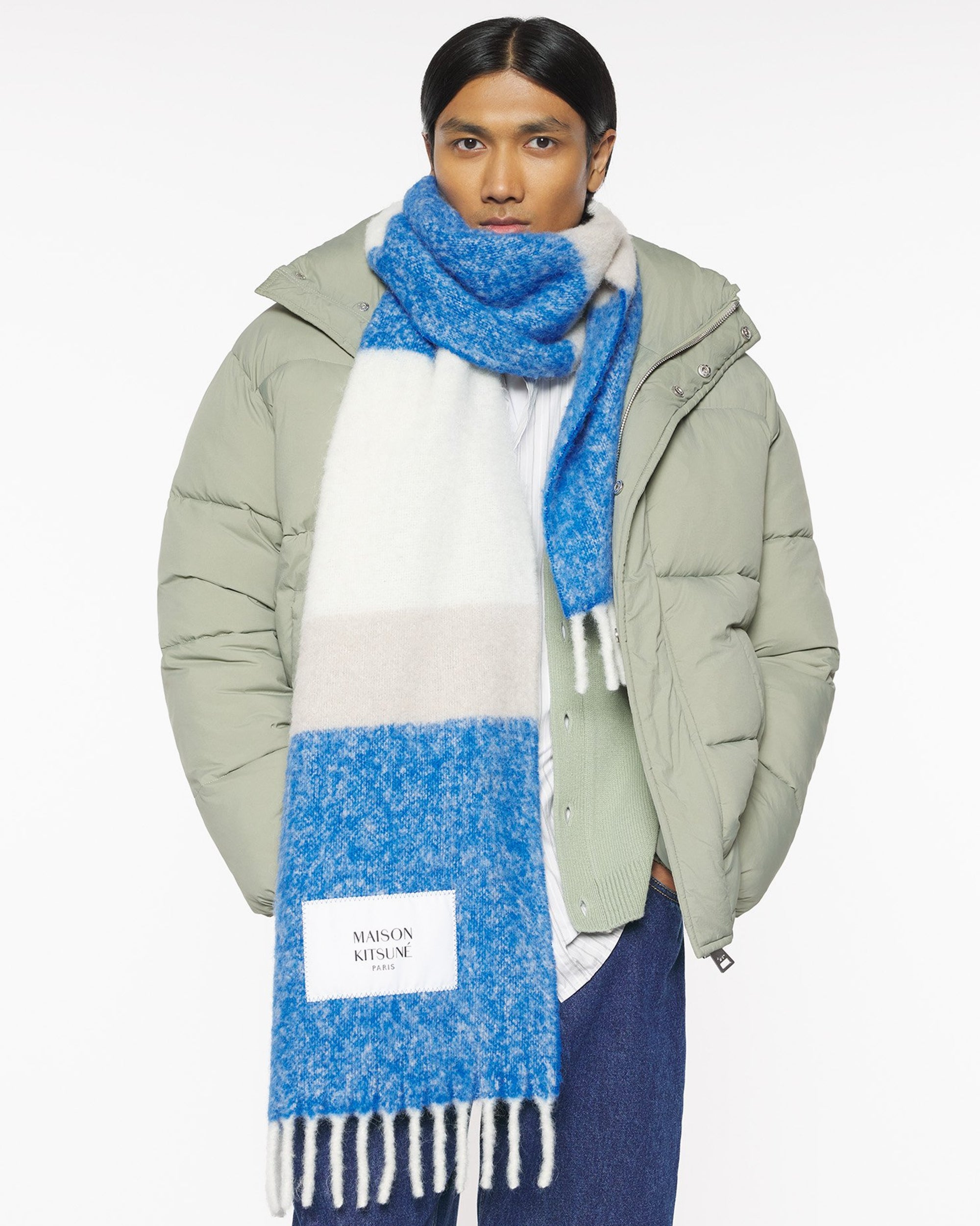 Maison Kitsuné Striped Unisex Scarf