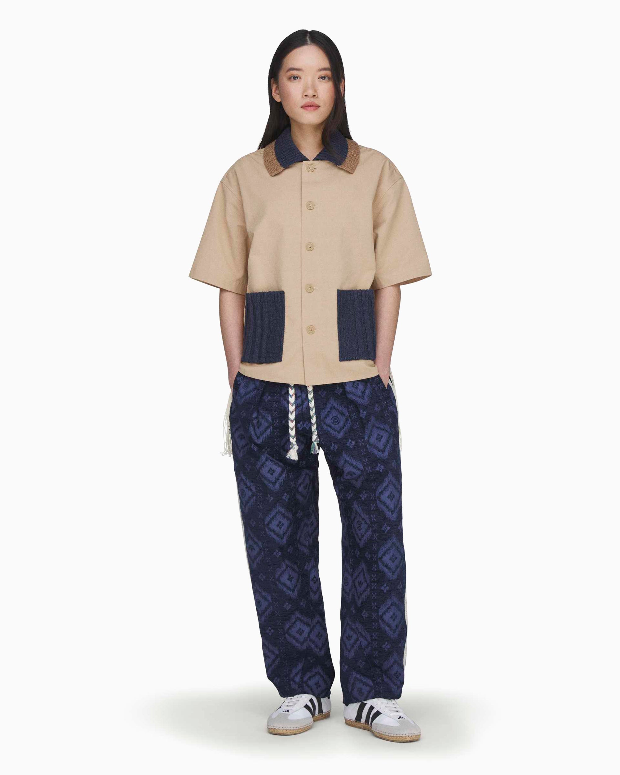 新品CLOTH &amp; CROSS  coffeeTシャツ adidas Originals x CLOT Guayabera Half-Sleeved Boxy Unisex Shirt